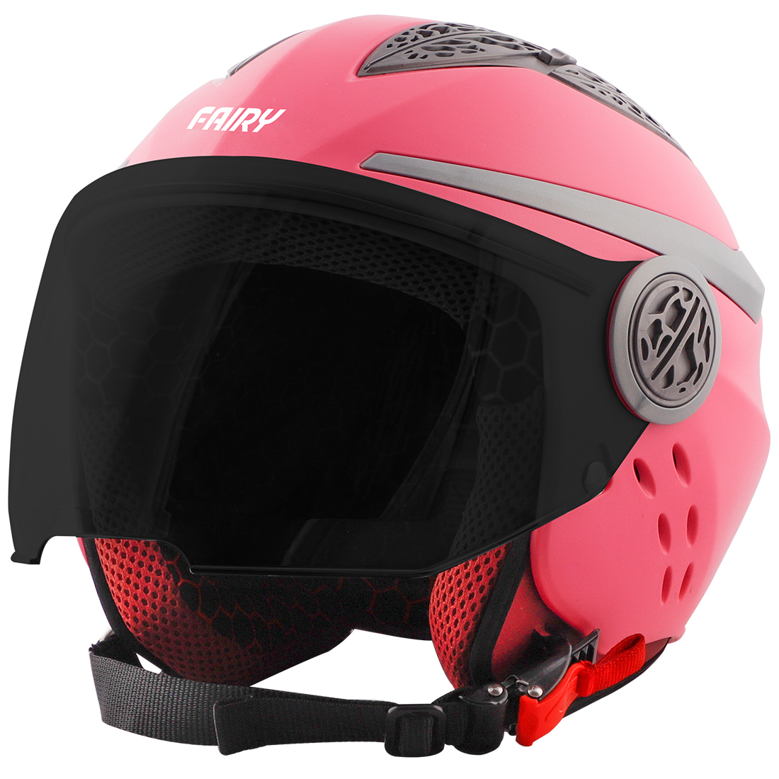 Steelbird Fairy Dashing Specially Designed ISI Certified Helmet for Girls || Womens  (Pink with Smoke Visor)