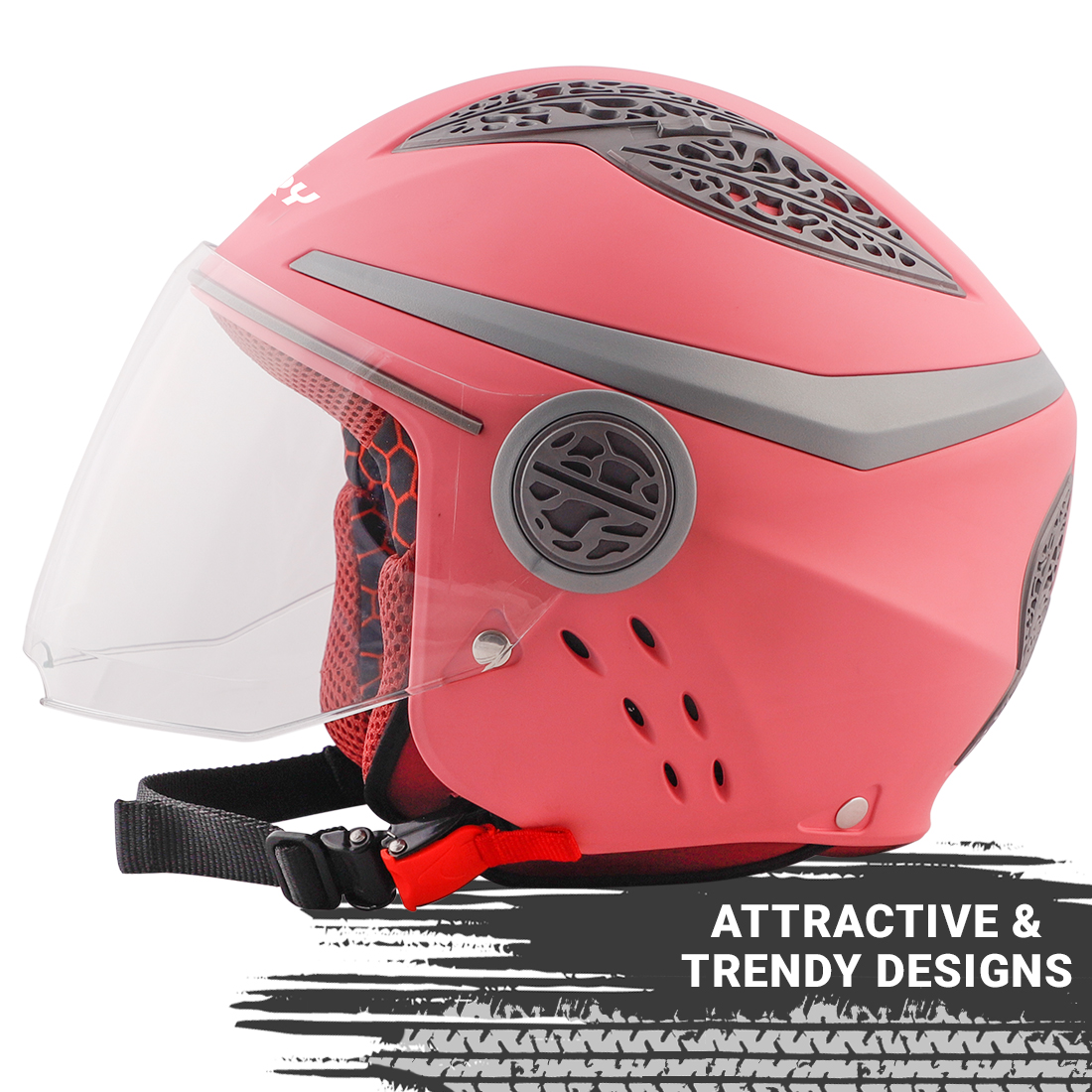Steelbird Fairy Specially Designed ISI Certified Helmet For Girls || Womens  (Glossy Dark Pink With Clear Visor)
