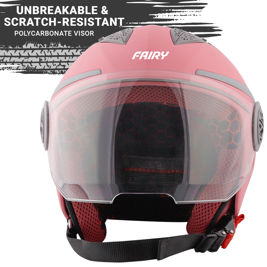 Steelbird Fairy Specially Designed ISI Certified Helmet For Girls || Womens  (Glossy Dark Pink With Clear Visor)
