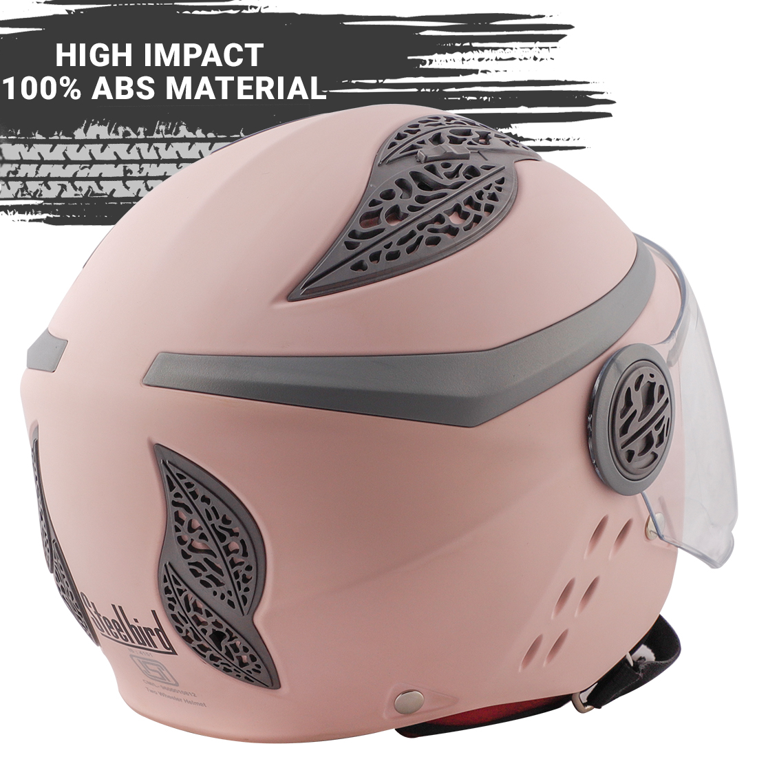 Steelbird Fairy Specially Designed ISI Certified Helmet For Girls || Womens  (Glossy Light Pink With Clear Visor)