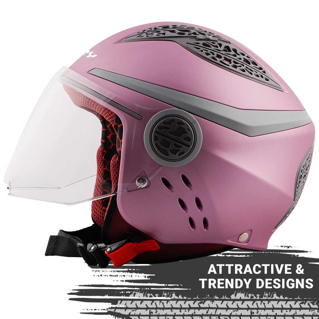 Steelbird Fairy Specially Designed ISI Certified Helmet For Girls || Womens  (Glossy Pale Purple With Clear Visor)