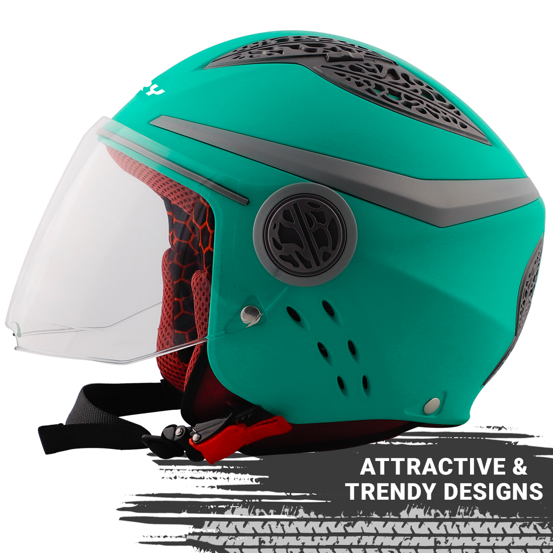 Steelbird Fairy Specially Designed ISI Certified Helmet For Girls || Womens  (Matt Caribbean Green With Clear Visor)
