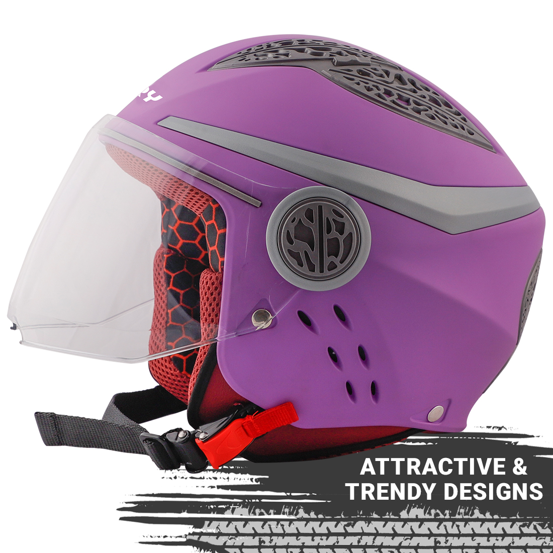 Steelbird Fairy Specially Designed ISI Certified Helmet For Girls || Womens  (Matt Violet With Clear Visor)