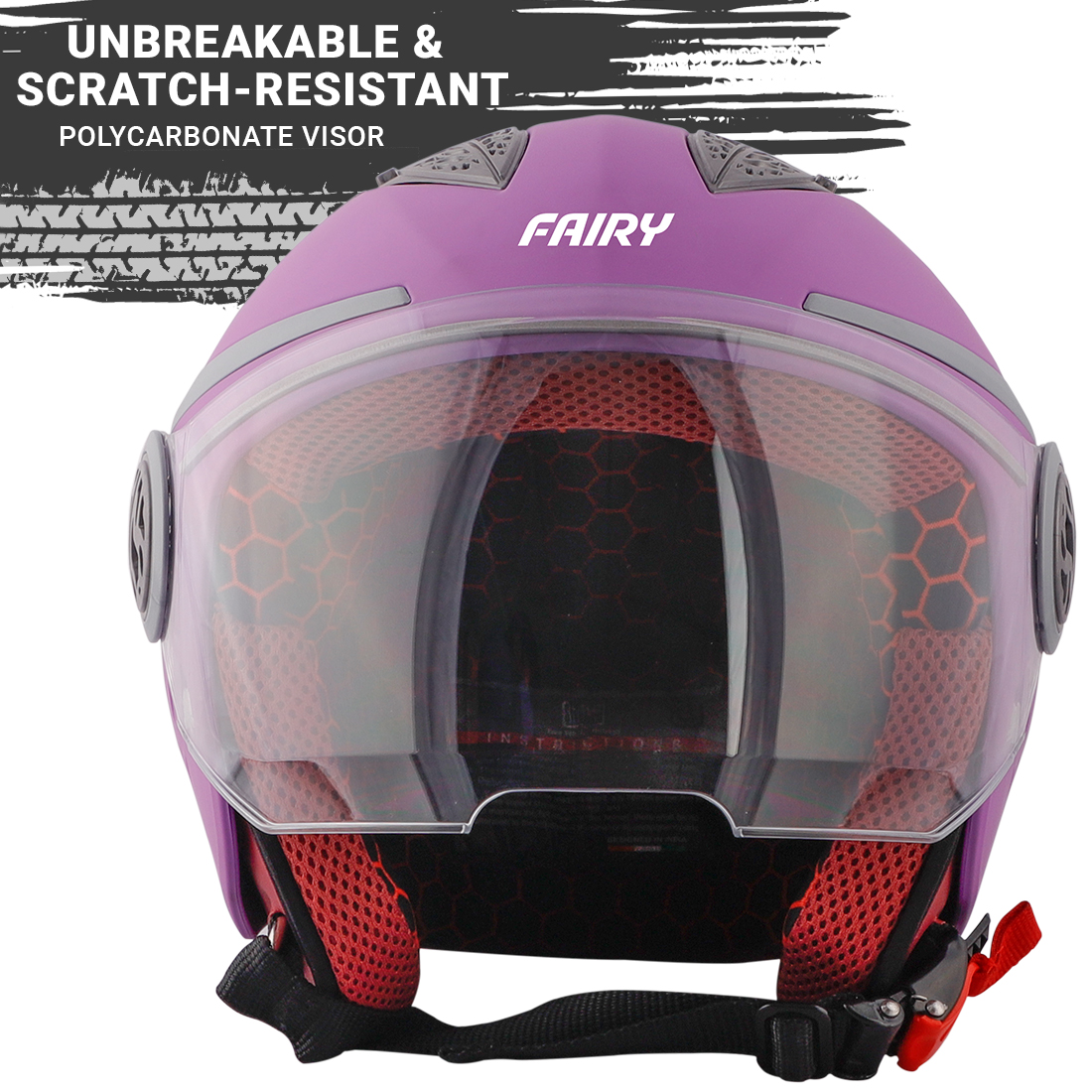 Steelbird Fairy Specially Designed ISI Certified Helmet For Girls || Womens  (Matt Violet With Clear Visor)