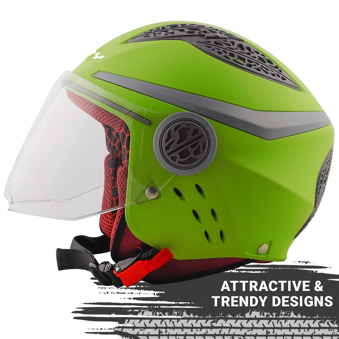 Steelbird Fairy Specially Designed ISI Certified Helmet For Girls || Womens  (Matt Yellow Green With Clear Visor)