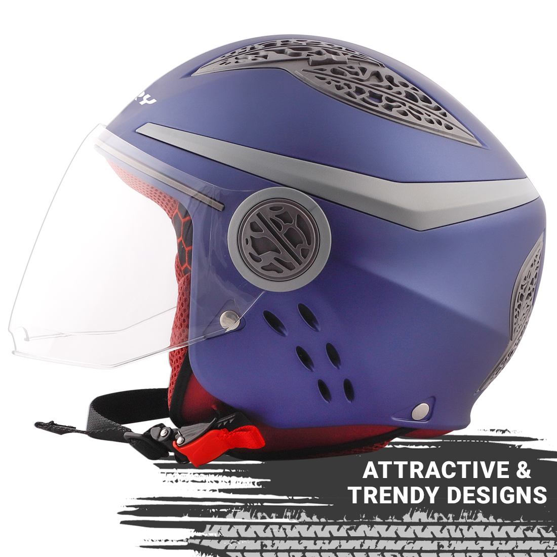 Steelbird Fairy Specially Designed ISI Certified Helmet For Girls || Womens  (Glossy H. Blue With Clear Visor)