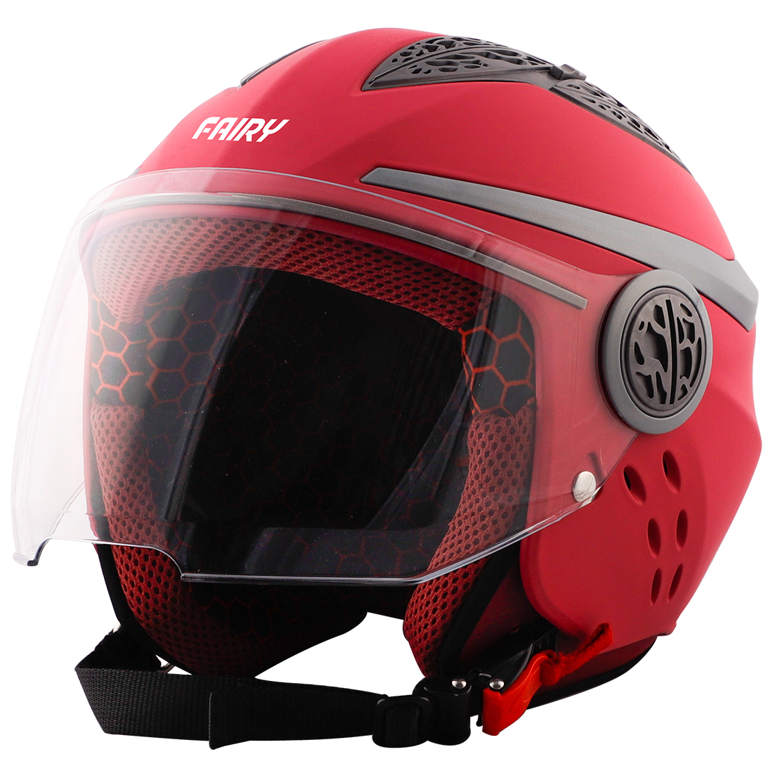 Steelbird Fairy Specially Designed ISI Certified Helmet For Girls || Womens  (Glossy Cherry Red With Clear Visor)