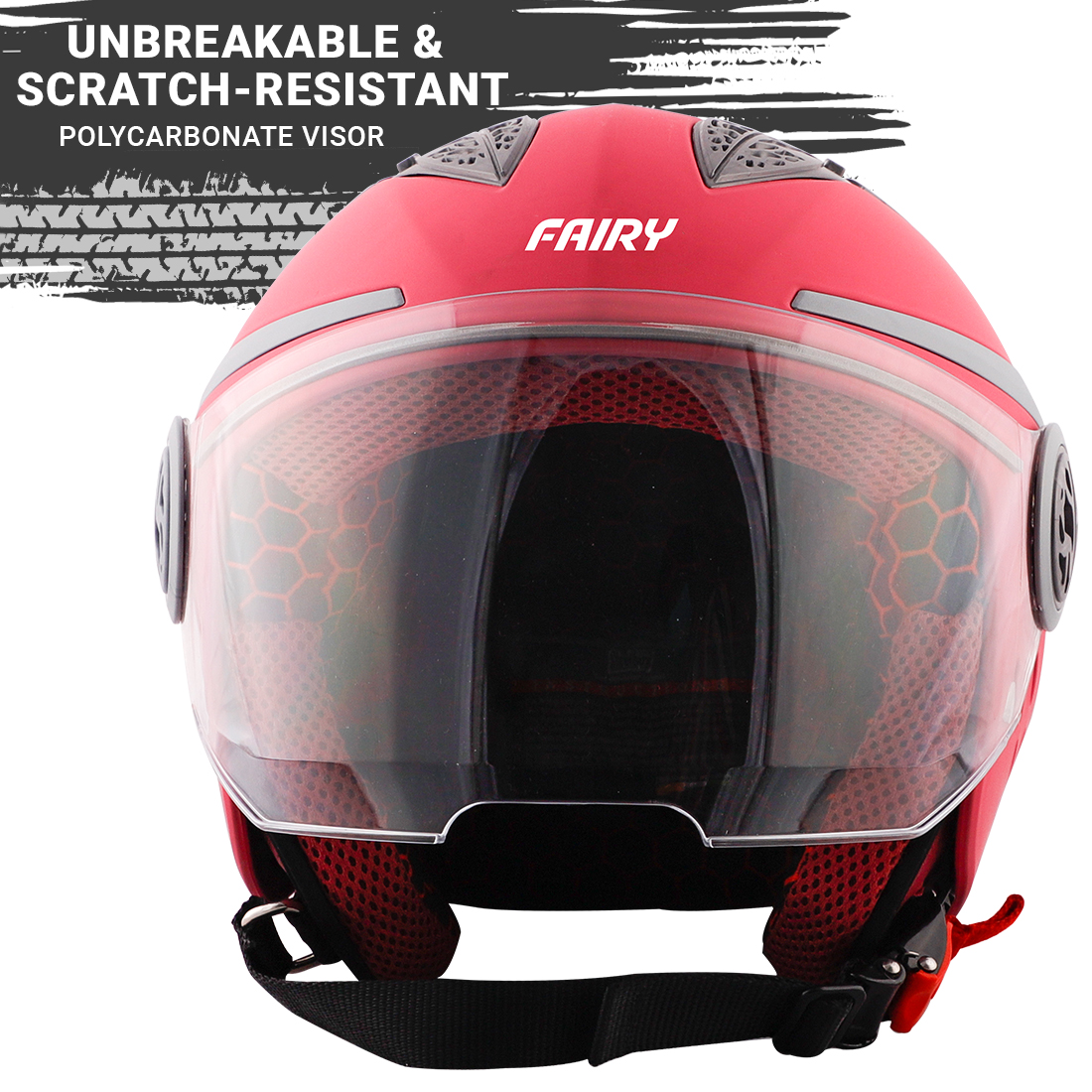 Steelbird Fairy Specially Designed ISI Certified Helmet For Girls || Womens  (Glossy Cherry Red With Clear Visor)