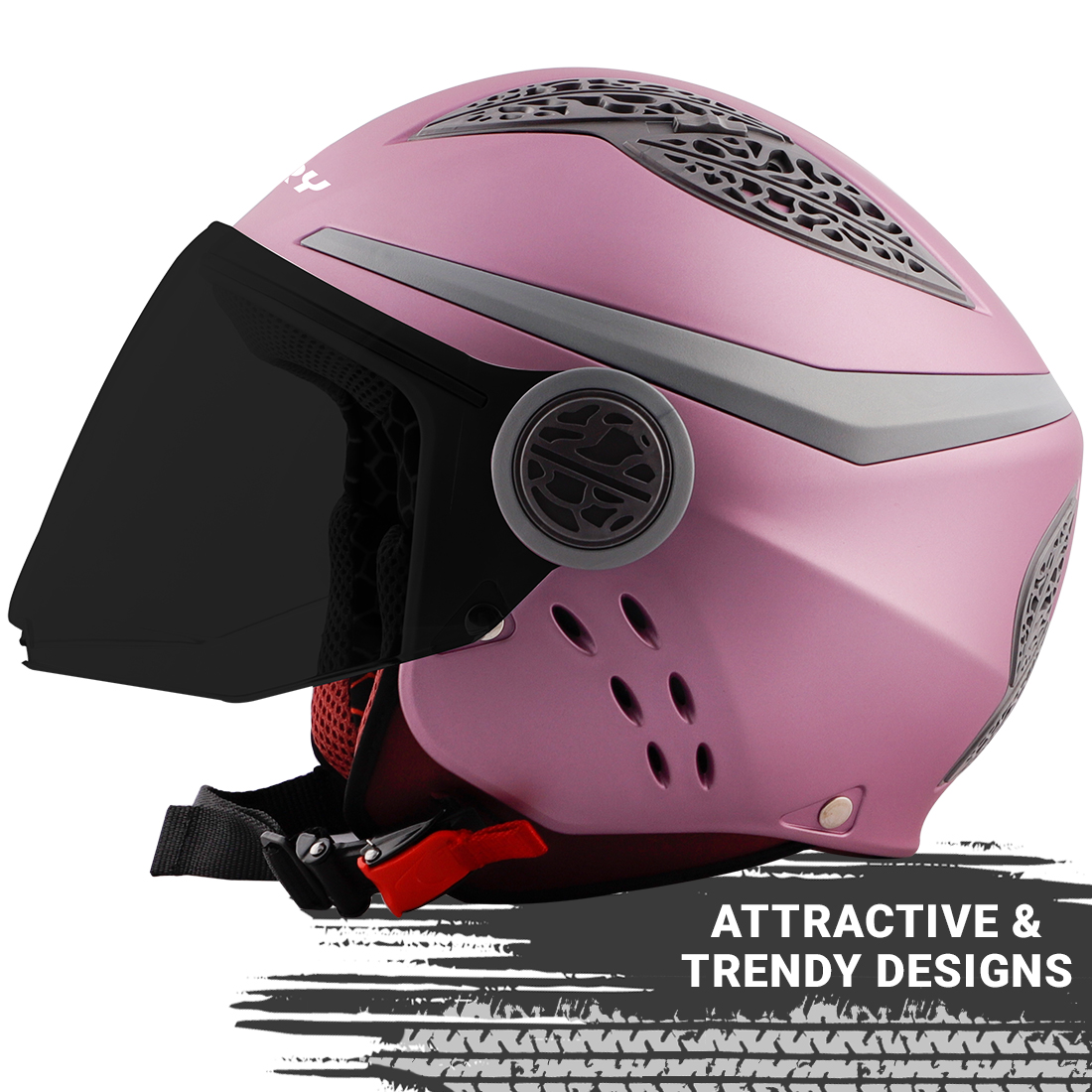 Steelbird Fairy Specially Designed ISI Certified Helmet For Girls || Womens  (Glossy Pale Purple With Smoke Visor)