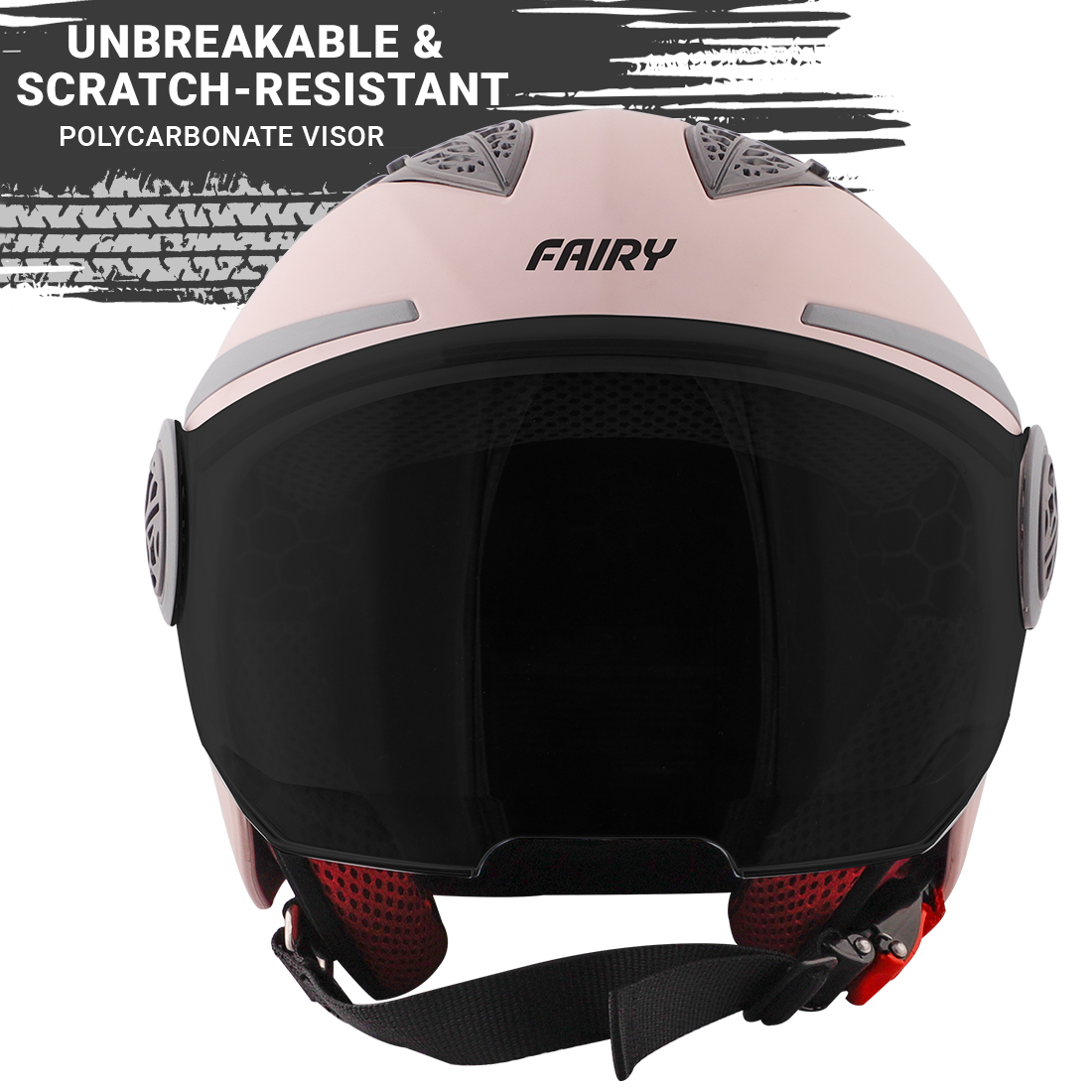 Steelbird Fairy Specially Designed ISI Certified Helmet For Girls || Womens  (Glossy Light Pink With Smoke Visor)