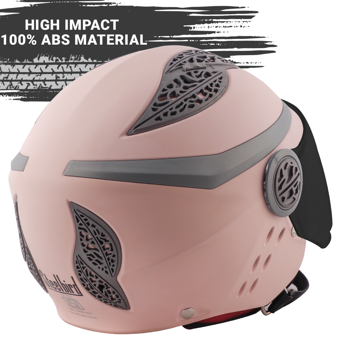 Steelbird Fairy Specially Designed ISI Certified Helmet For Girls || Womens  (Glossy Light Pink With Smoke Visor)