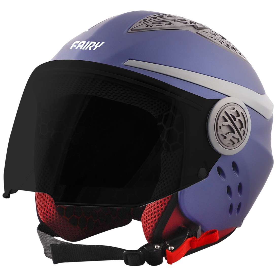 Steelbird Fairy Specially Designed ISI Certified Helmet For Girls || Womens  (Glossy H. Blue With Smoke Visor)