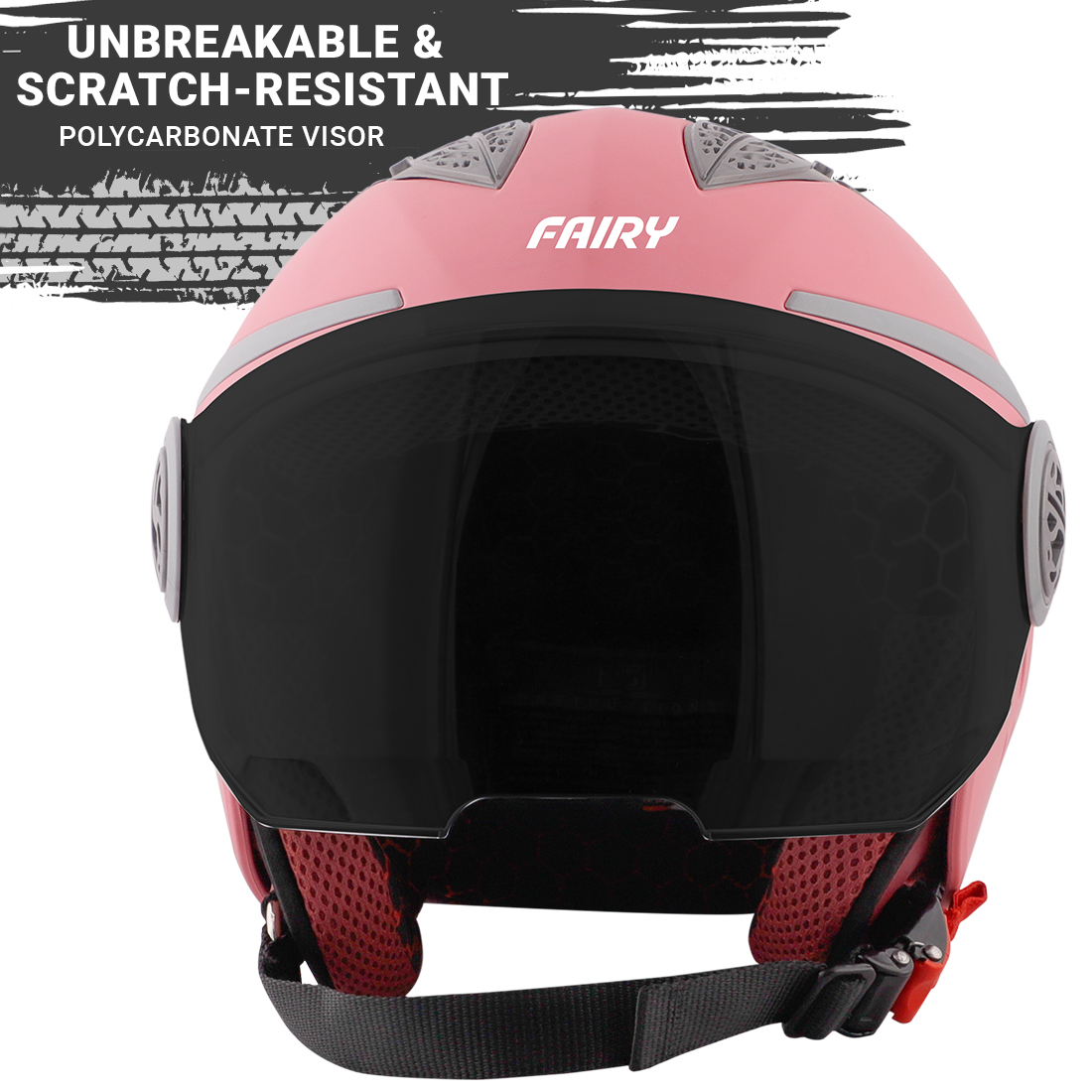 Steelbird Fairy Specially Designed ISI Certified Helmet For Girls || Womens  (Glossy Dark Pink With Smoke Visor)
