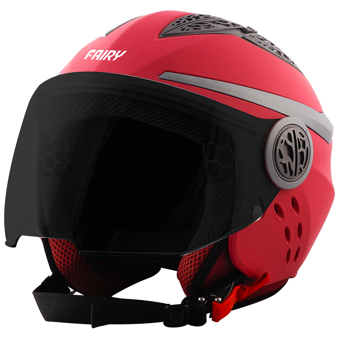 Steelbird Fairy Specially Designed ISI Certified Helmet For Girls || Womens  (Glossy Cherry Red With Smoke Visor)
