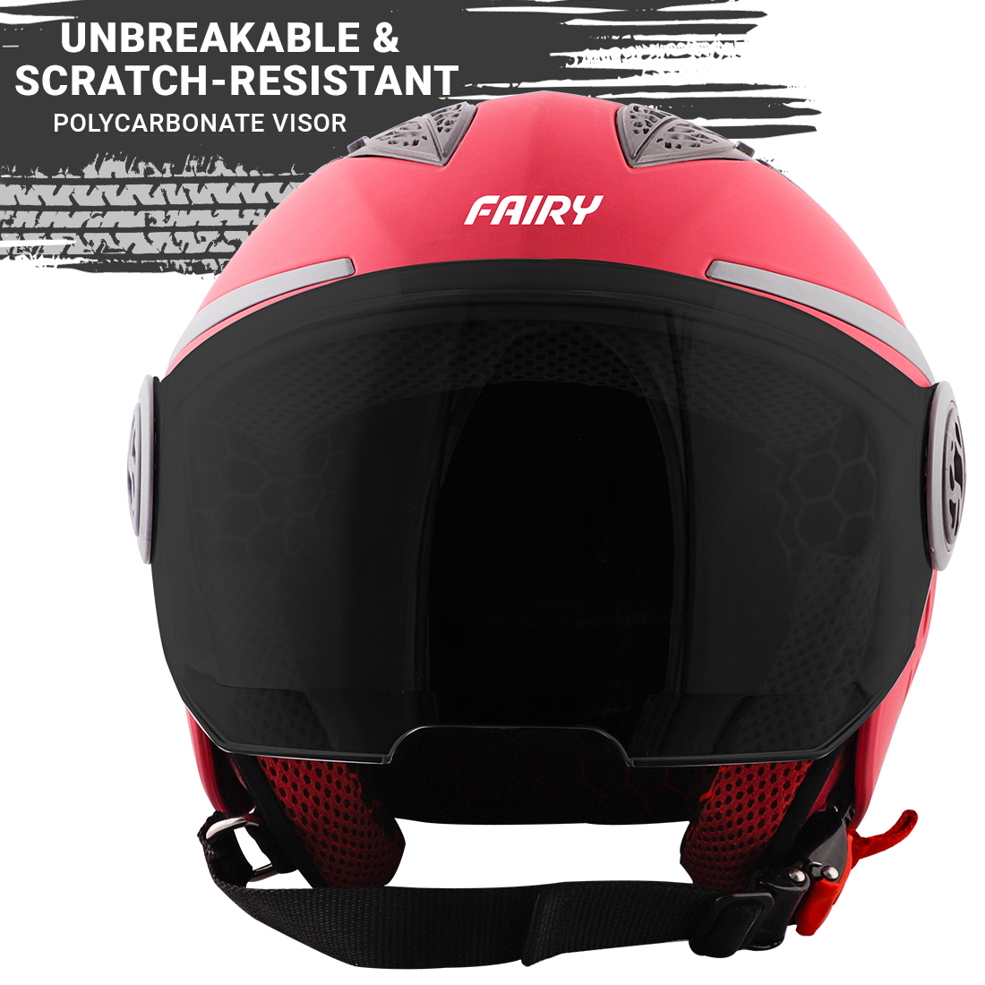 Steelbird Fairy Specially Designed ISI Certified Helmet For Girls || Womens  (Glossy Cherry Red With Smoke Visor)