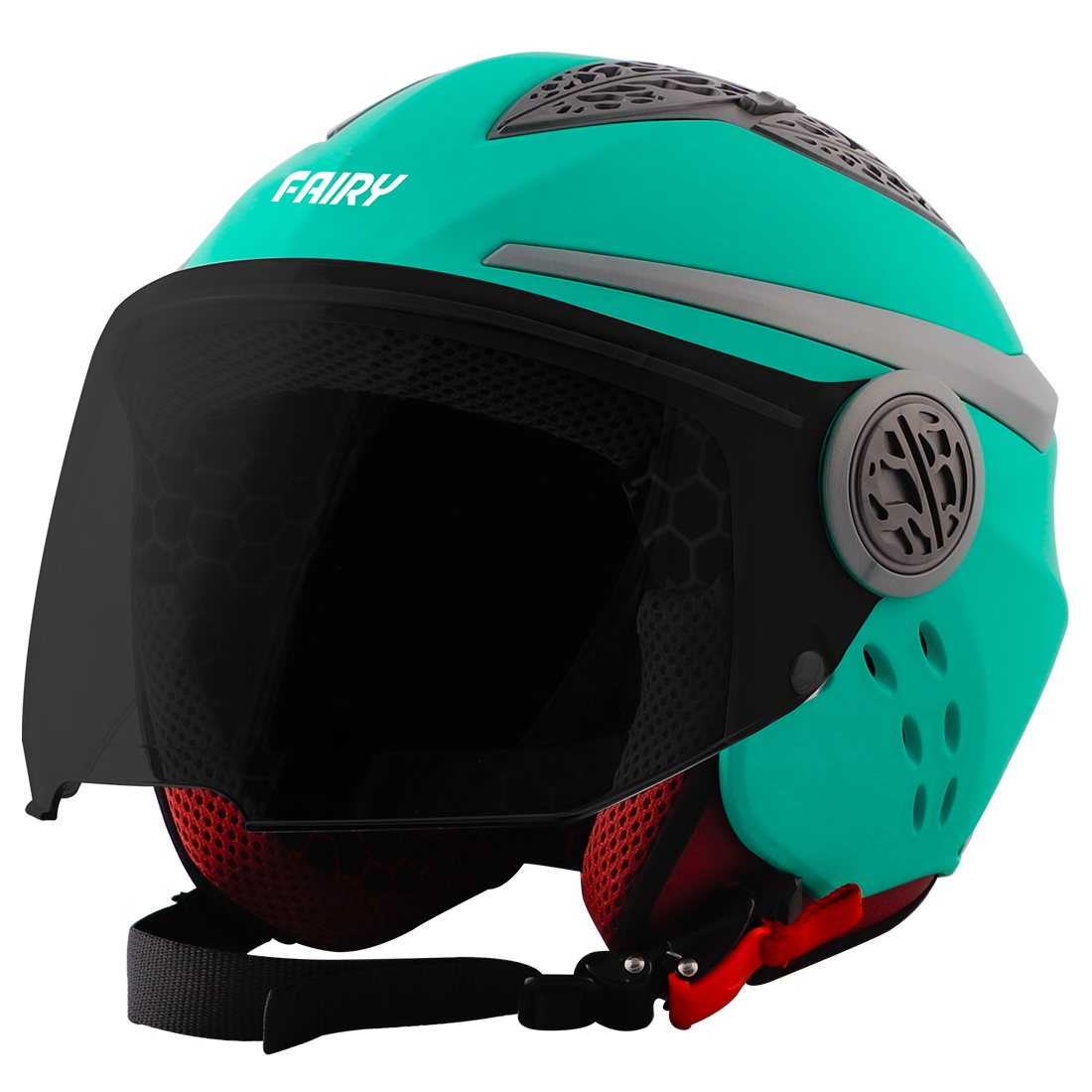 Steelbird Fairy Specially Designed ISI Certified Helmet For Girls || Womens  (Matt Caribbean Green With Smoke Visor)