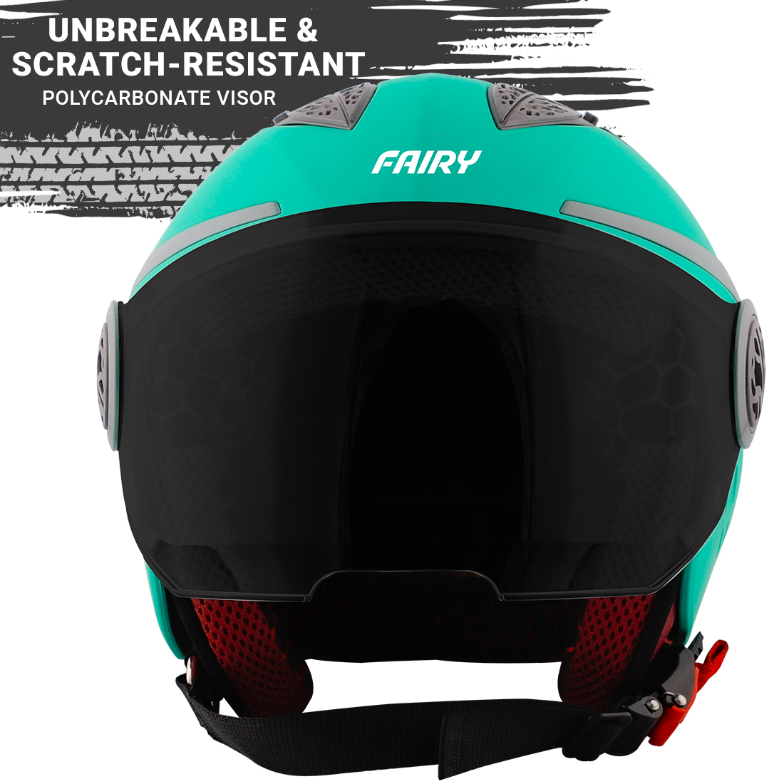 Steelbird Fairy Specially Designed ISI Certified Helmet For Girls || Womens  (Matt Caribbean Green With Smoke Visor)