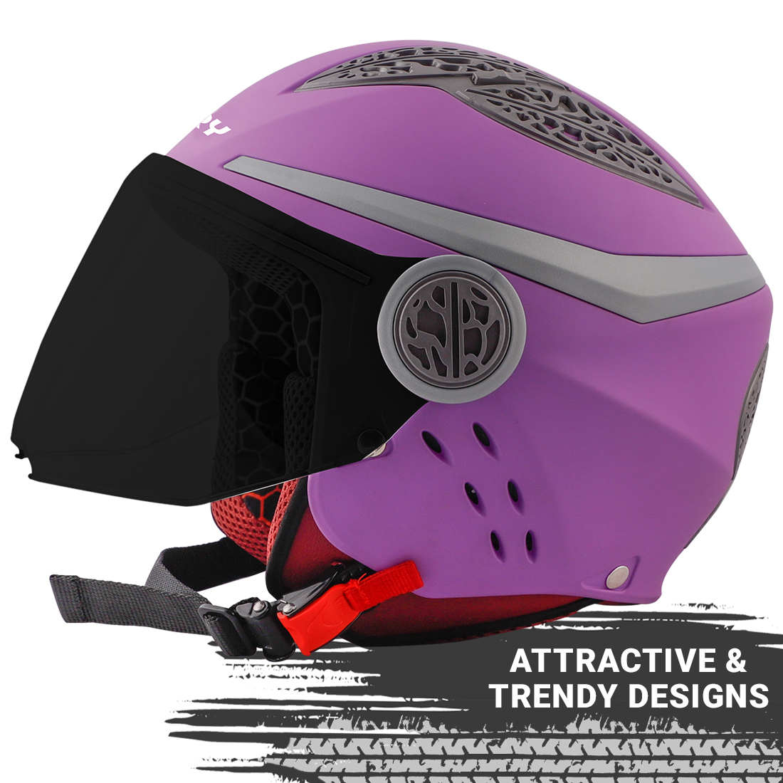 Steelbird Fairy Specially Designed ISI Certified Helmet For Girls || Womens  (Matt Violet With Smoke Visor)