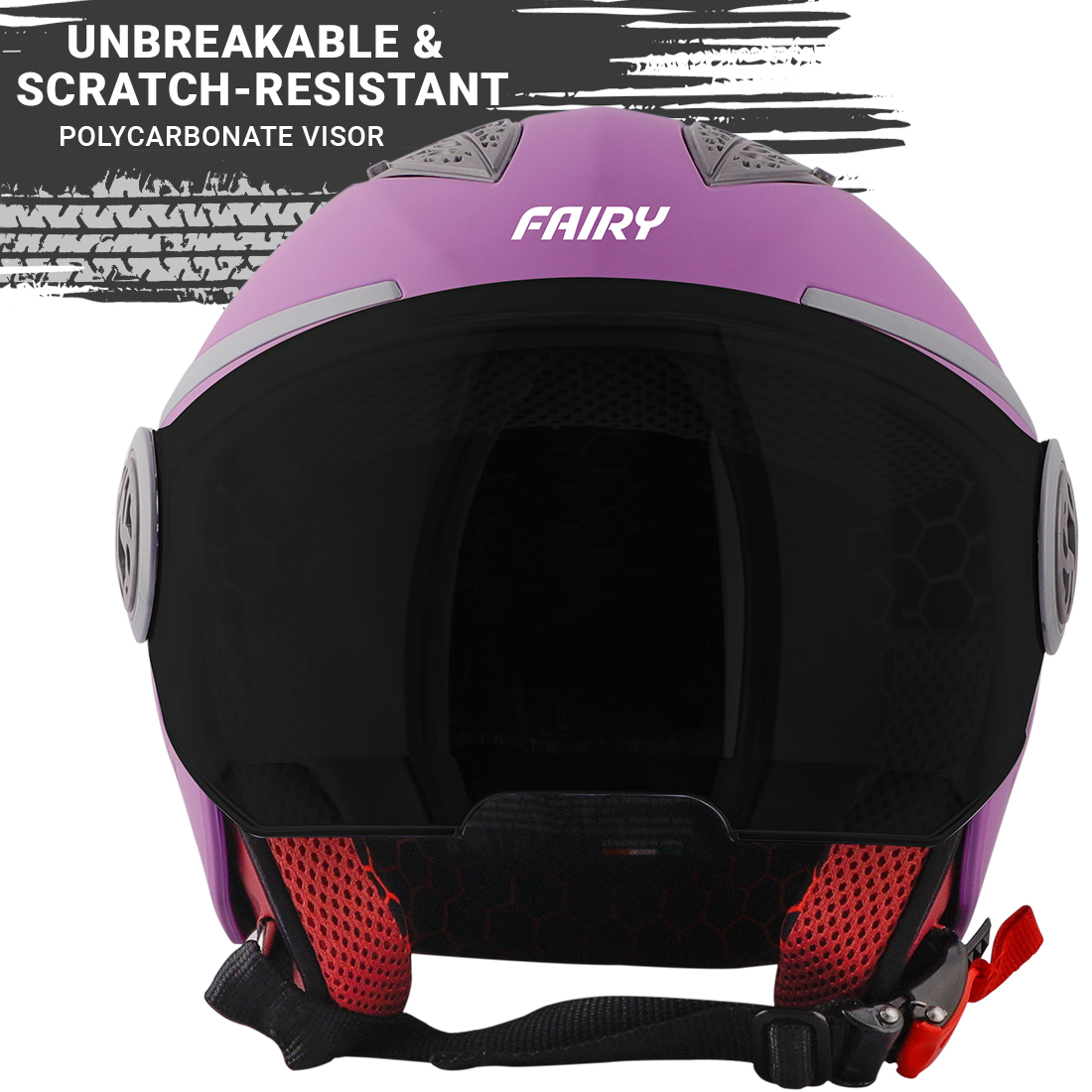 Steelbird Fairy Specially Designed ISI Certified Helmet For Girls || Womens  (Matt Violet With Smoke Visor)