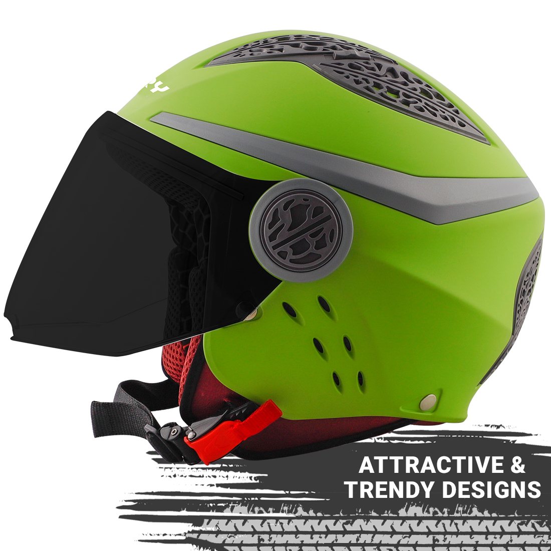 Steelbird Fairy Specially Designed ISI Certified Helmet For Girls || Womens  (Matt Yellow Green With Smoke Visor)