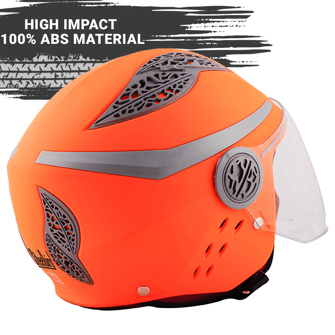Steelbird Fairy Specially Designed ISI Certified Helmet For Girls || Womens  (Glossy Fluo Orange With Clear Visor)