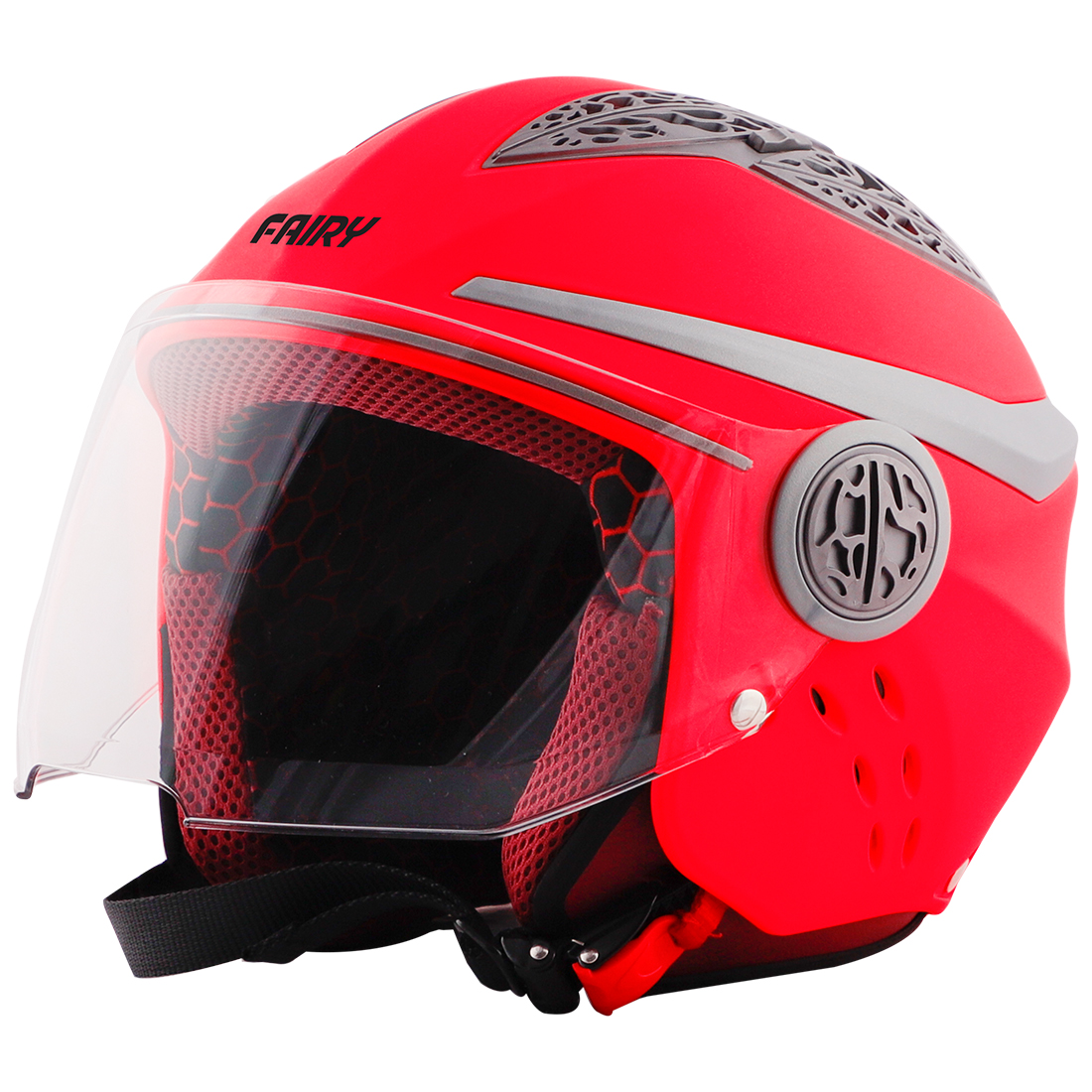 Steelbird Fairy Specially Designed ISI Certified Helmet For Girls || Womens  (Glossy Fluo Watermelon With Clear Visor)
