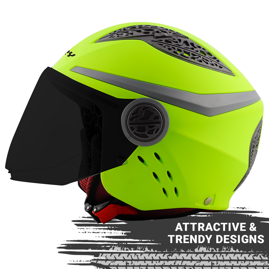Steelbird Fairy Specially Designed ISI Certified Helmet For Girls || Womens  (Glossy Fluo Neon With Smoke Visor)