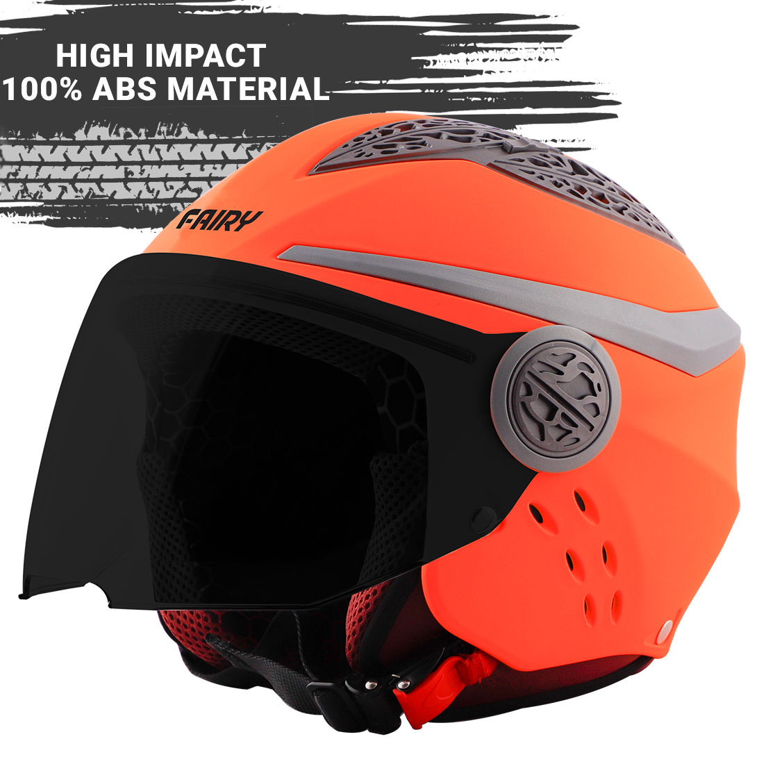 Steelbird Fairy Specially Designed ISI Certified Helmet For Girls || Womens  (Glossy Fluo Orange With Smoke Visor)