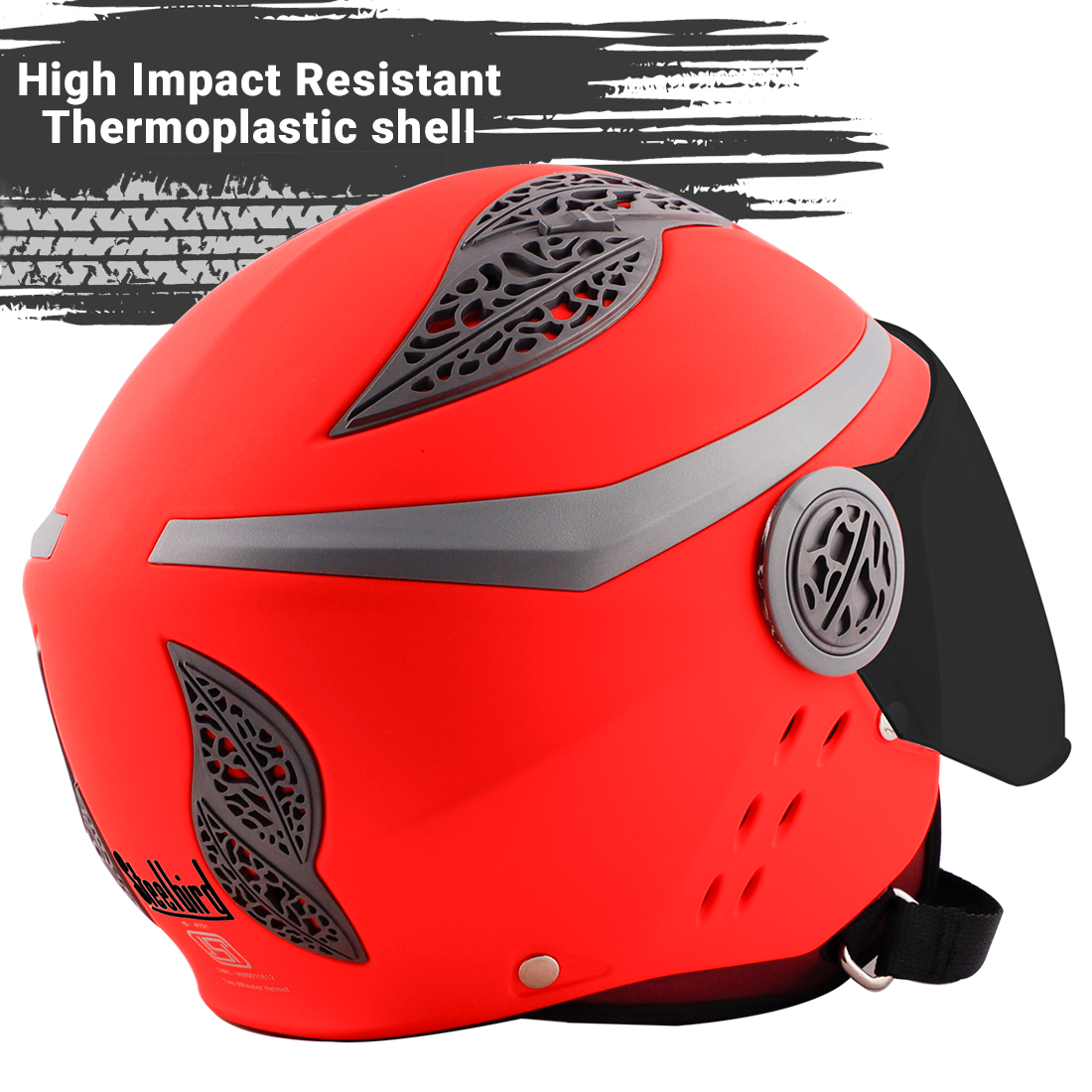Steelbird Fairy Specially Designed ISI Certified Helmet For Girls || Womens  (Glossy Fluo Red With Smoke Visor)