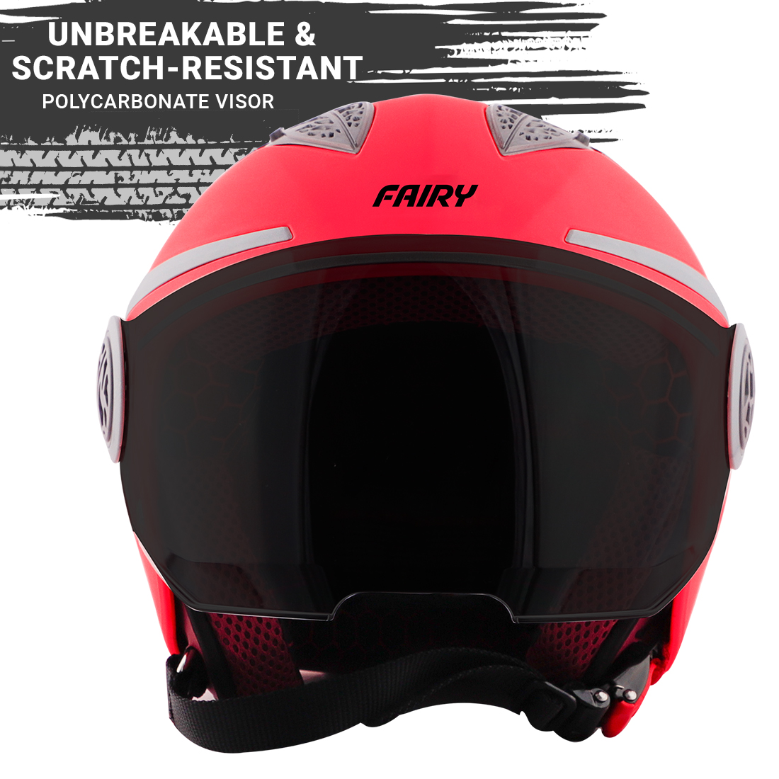 Steelbird Fairy Specially Designed ISI Certified Helmet For Girls || Womens  (Glossy Fluo Watermelon With Smoke Visor)