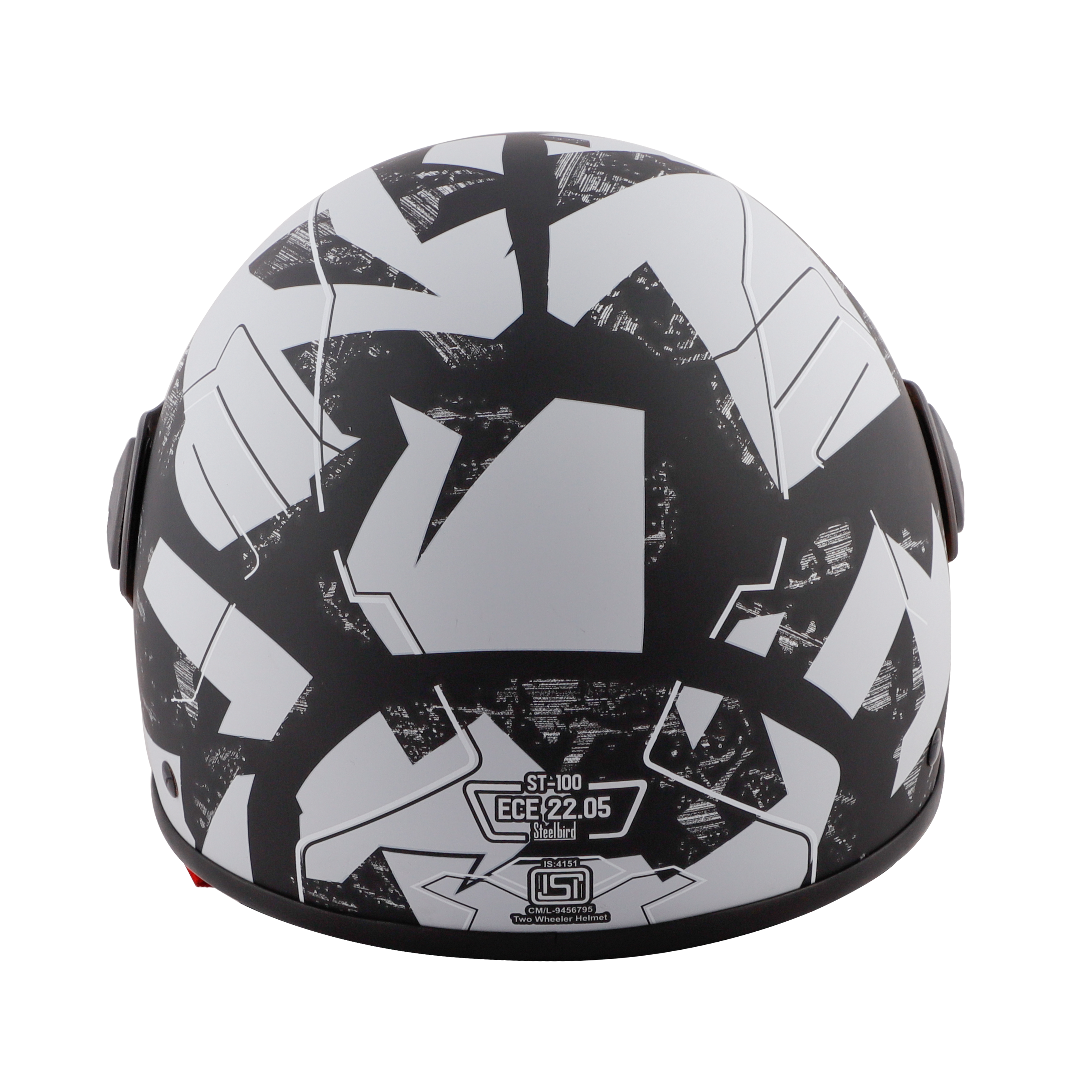 ST-100 CAMO ECE GLOSSY BLACK WITH SILVER (FITTED WITH CLEAR VISOR. SMOKE VISOR ONLY FOR ILLUSTRATION PURPOSE)