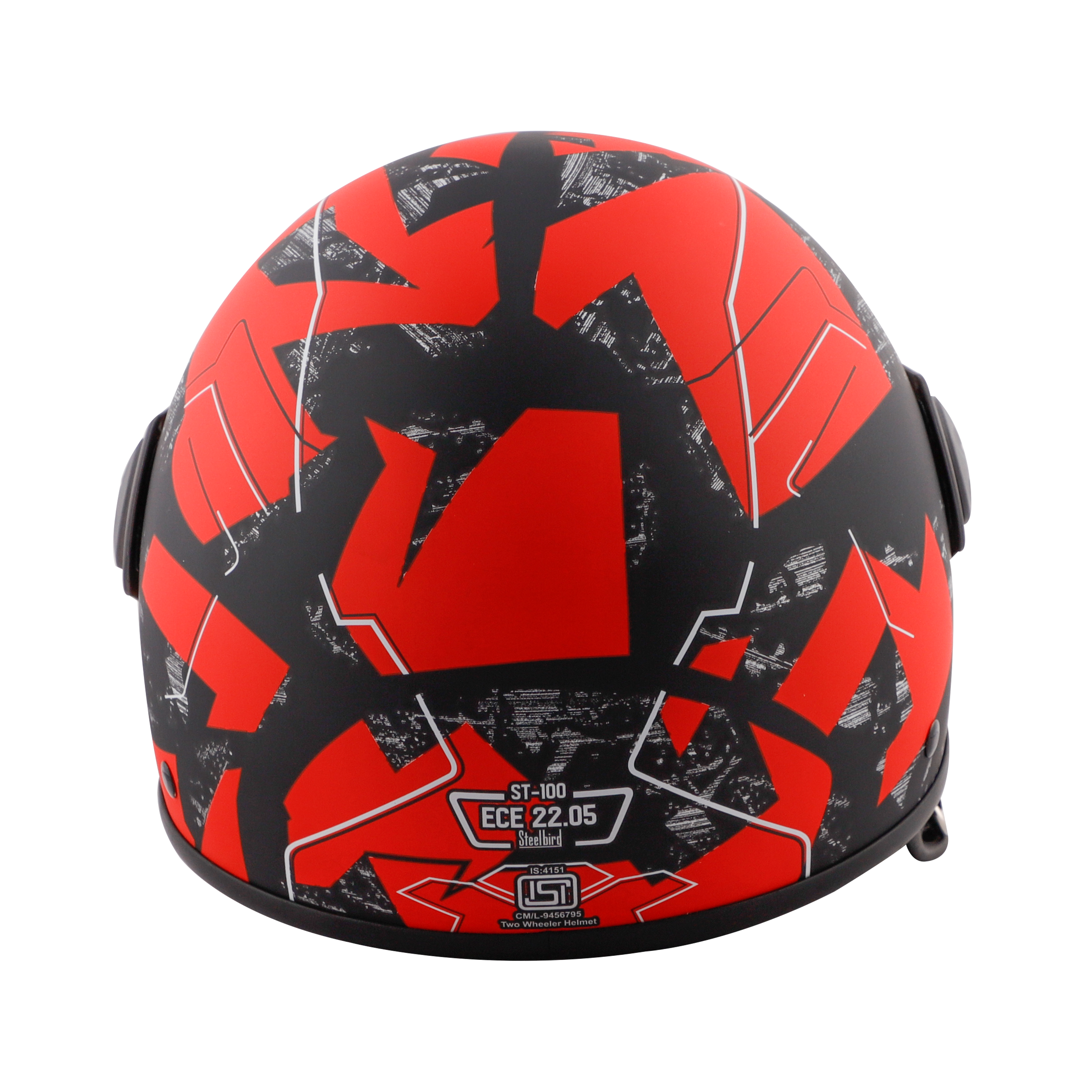 ST-100 CAMO ECE MAT BLACK WITH RED (FITTED WITH CLEAR VISOR. SMOKE VISOR ONLY FOR ILLUSTRATION PURPOSE)