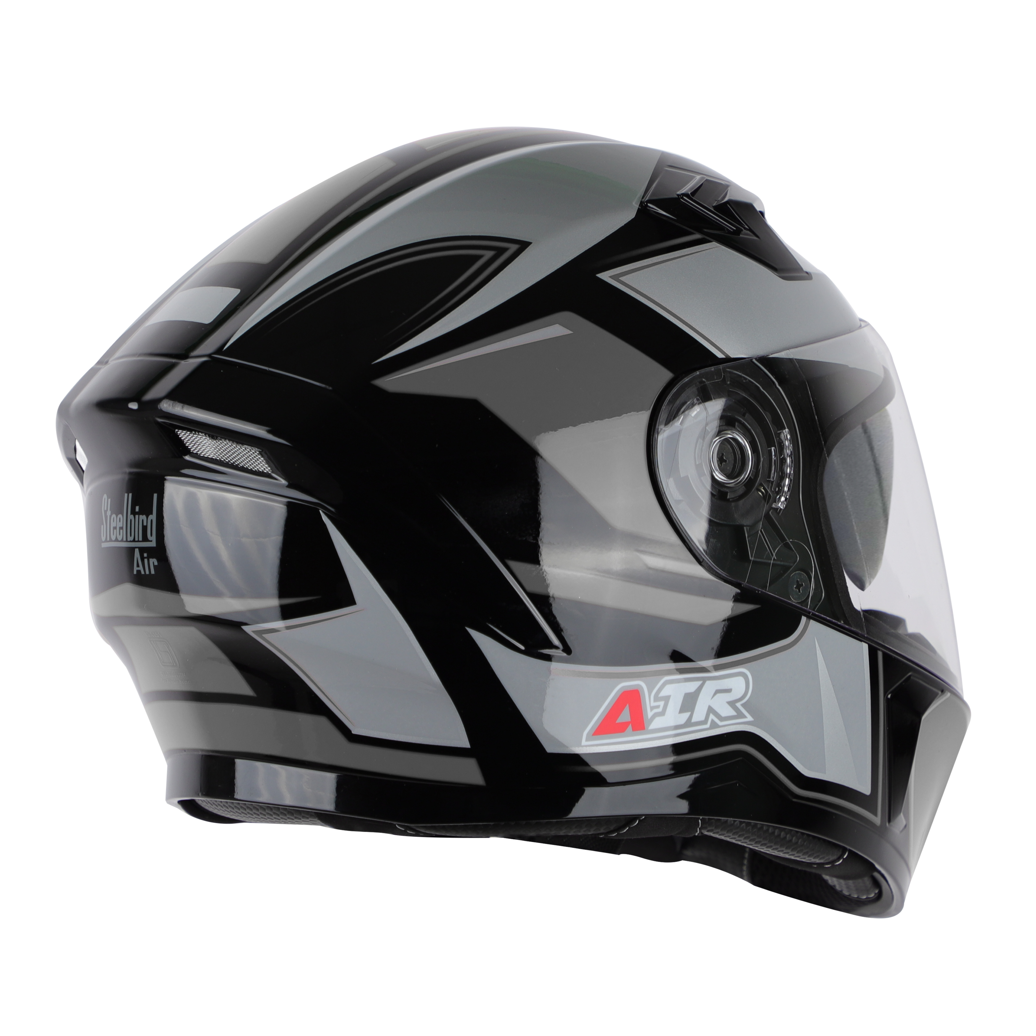 SBA-21 AIR CARBON GLOSSY BLACK WITH GREY (WITH CHROME SILVER INNER SUNSHIELD)