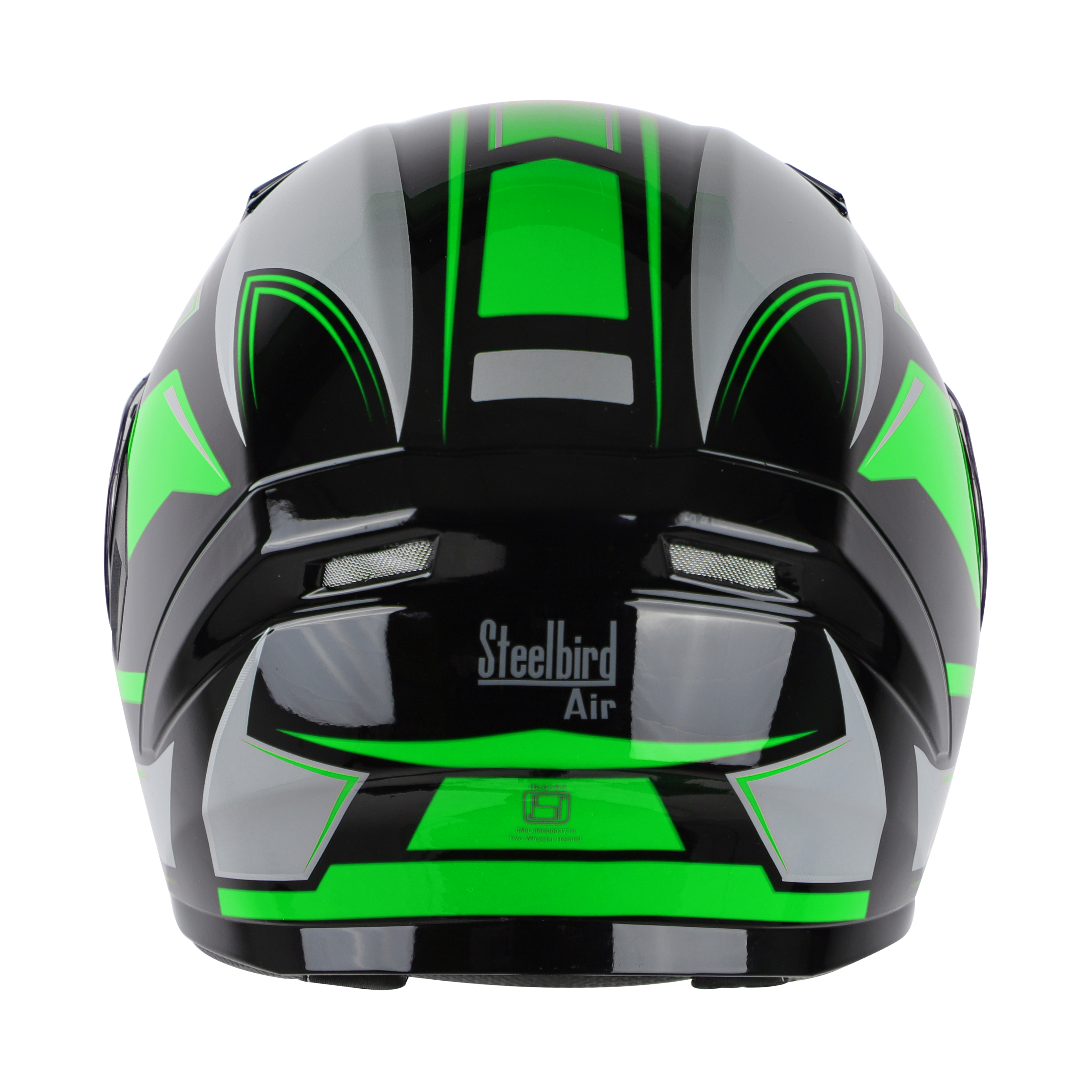 SBA-21 AIR CARBON GLOSSY BLACK WITH GREEN (WITH CHROME SILVER INNER SUNSHIELD)