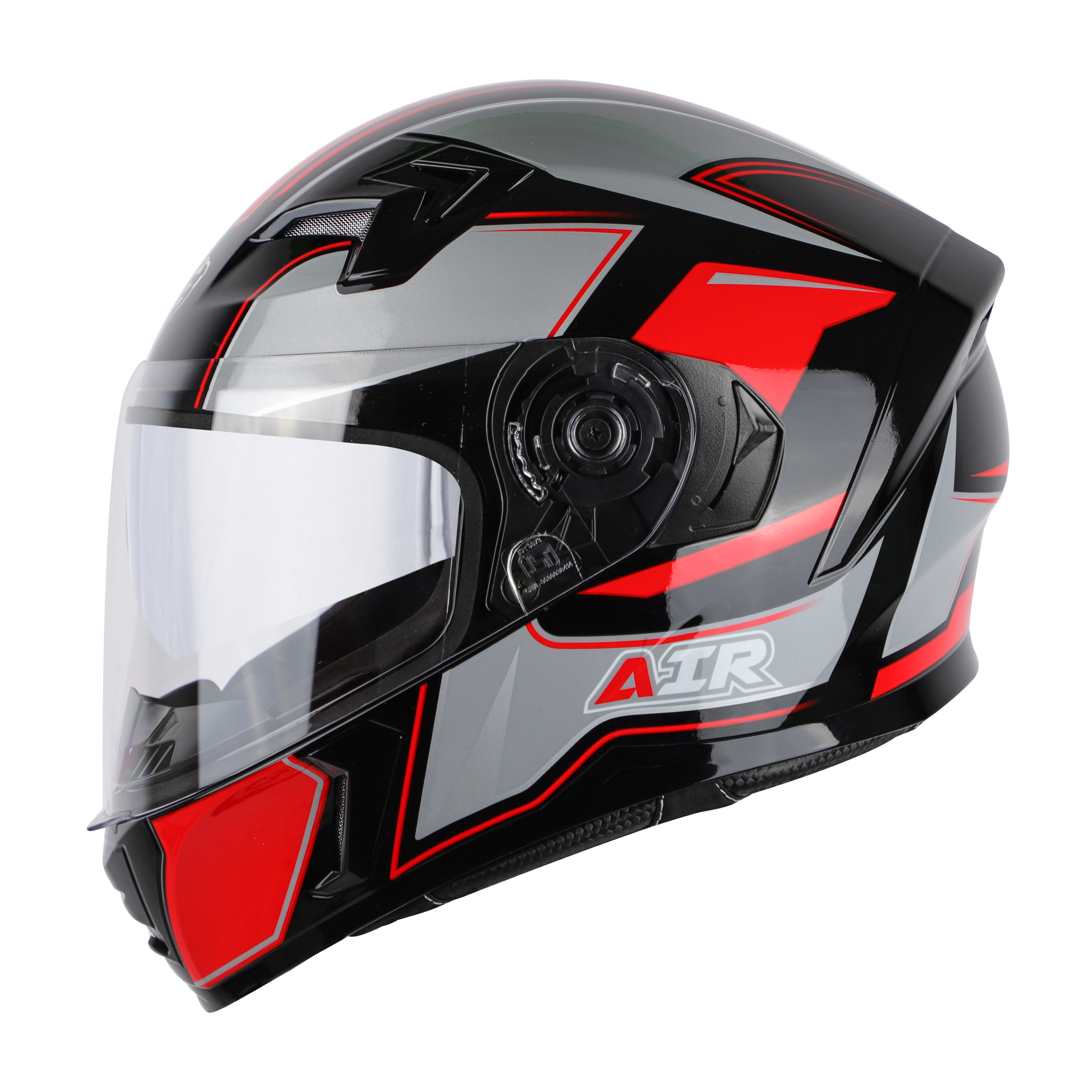 SBA-21 AIR CARBON GLOSSY BLACK WITH RED (WITH CHROME SILVER INNER SUNSHIELD)