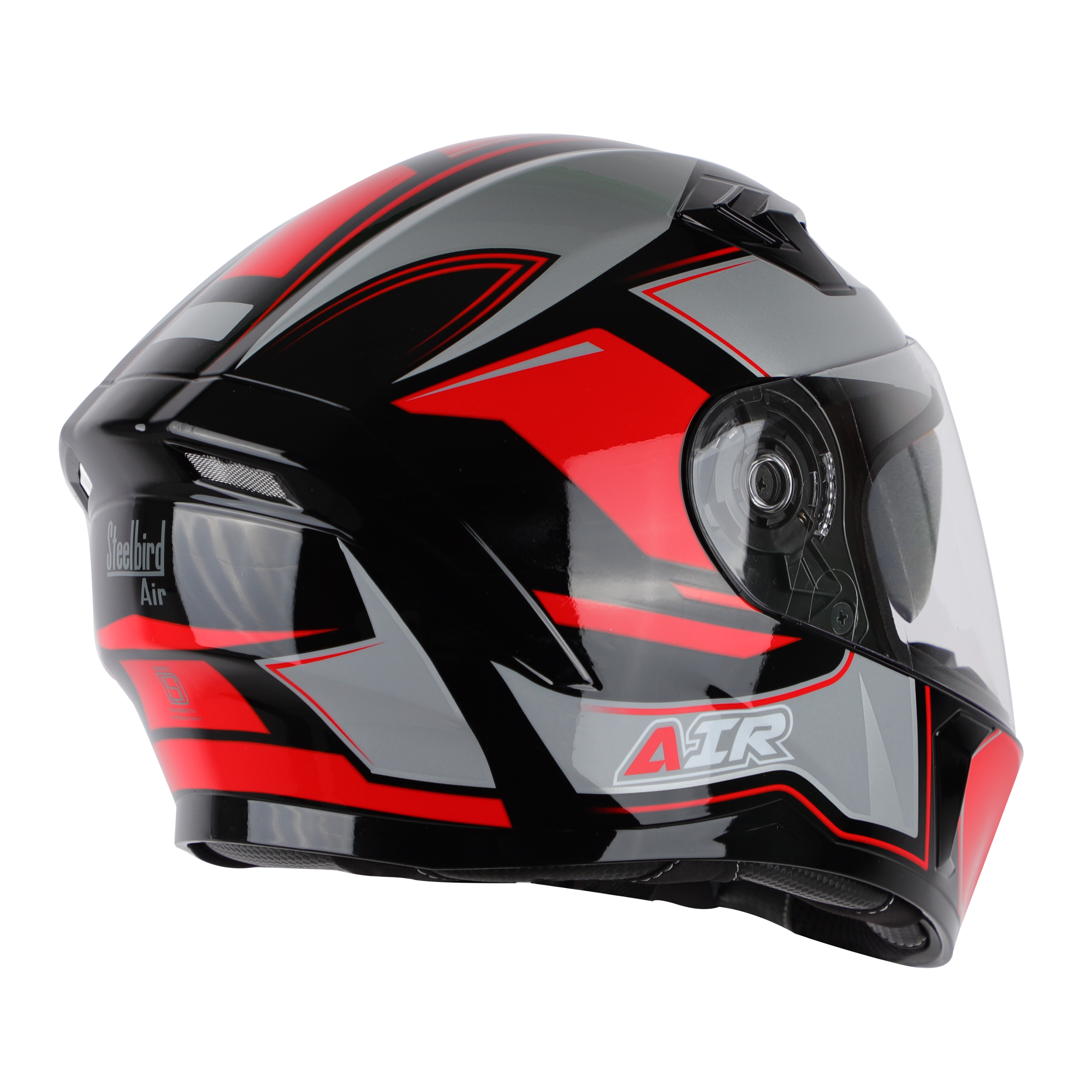 SBA-21 AIR CARBON GLOSSY BLACK WITH RED (WITH CHROME SILVER INNER SUNSHIELD)