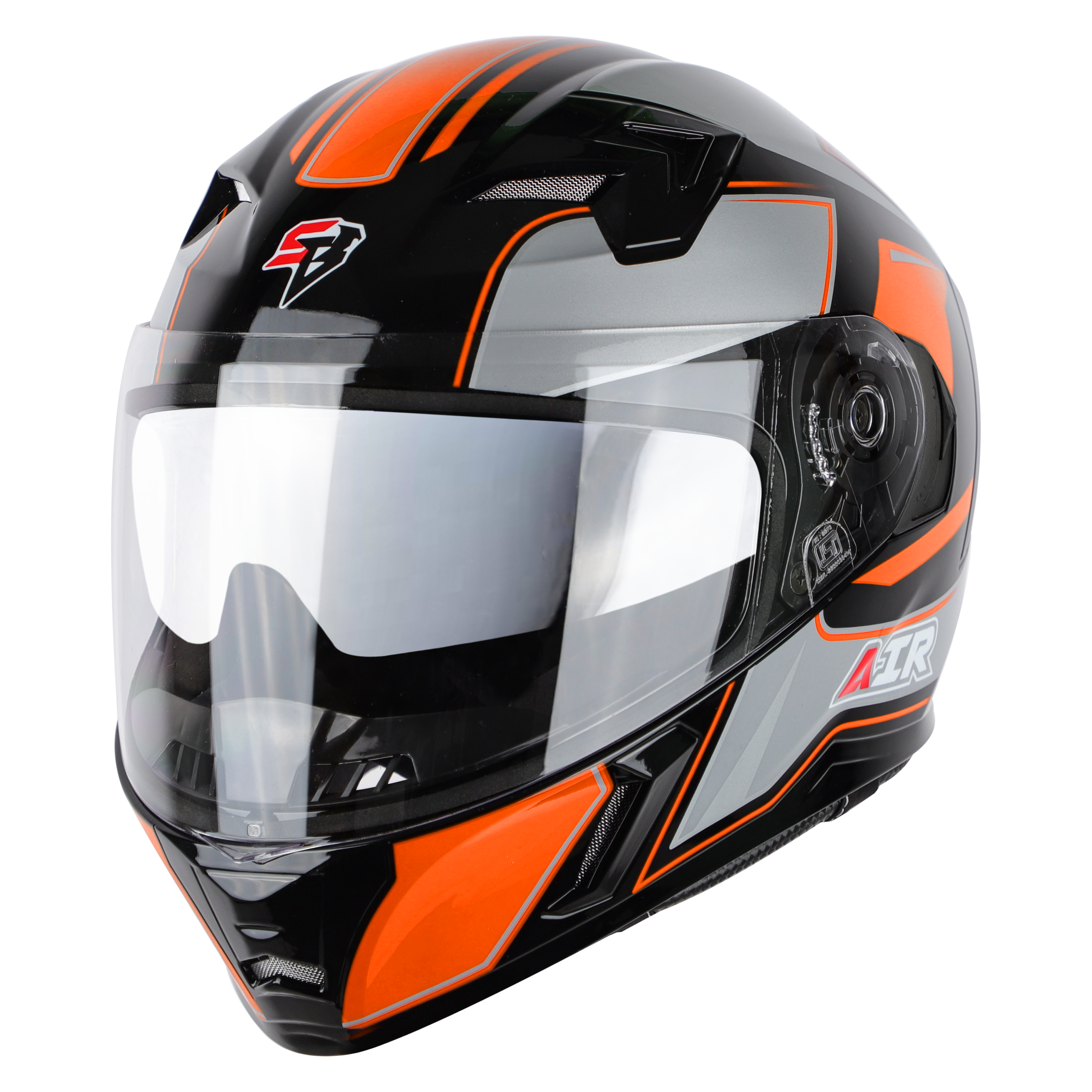 SBA-21 AIR CARBON GLOSSY BLACK WITH ORANGE (WITH CHROME SILVER INNER SUNSHIELD)