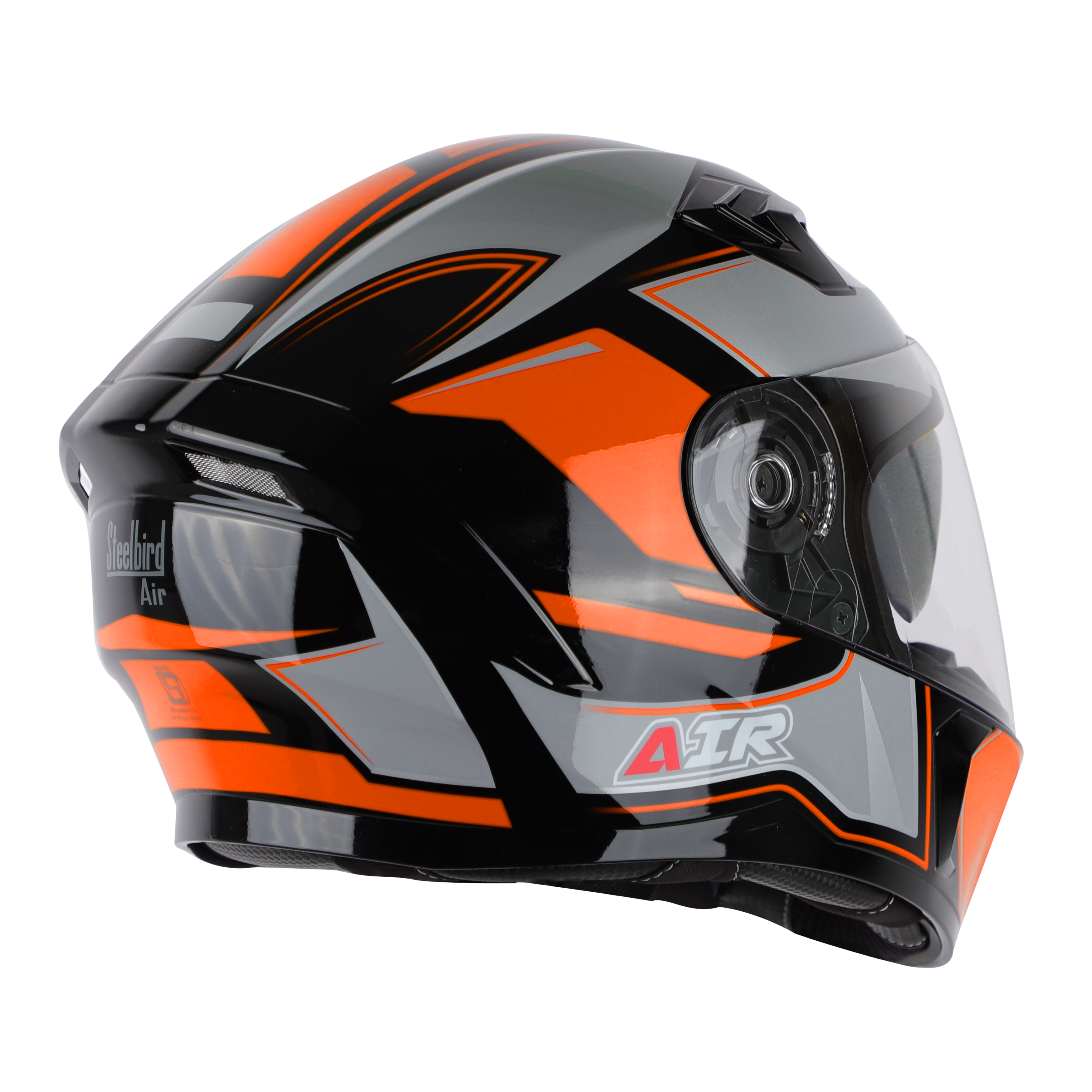SBA-21 AIR CARBON GLOSSY BLACK WITH ORANGE (WITH CHROME SILVER INNER SUNSHIELD)