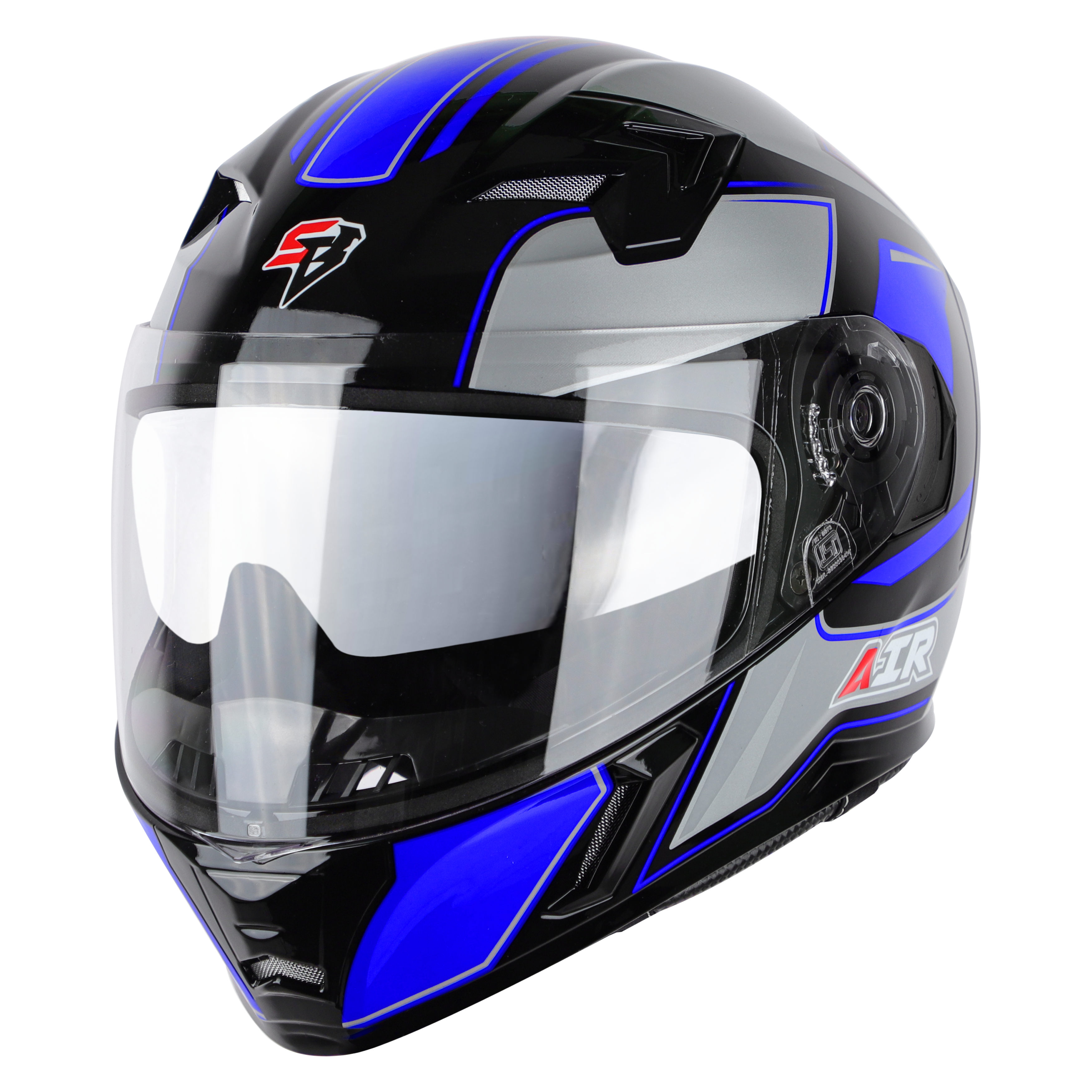 SBA-21 AIR CARBON GLOSSY BLACK WITH BLUE (WITH CHROME SILVER INNER SUNSHIELD)