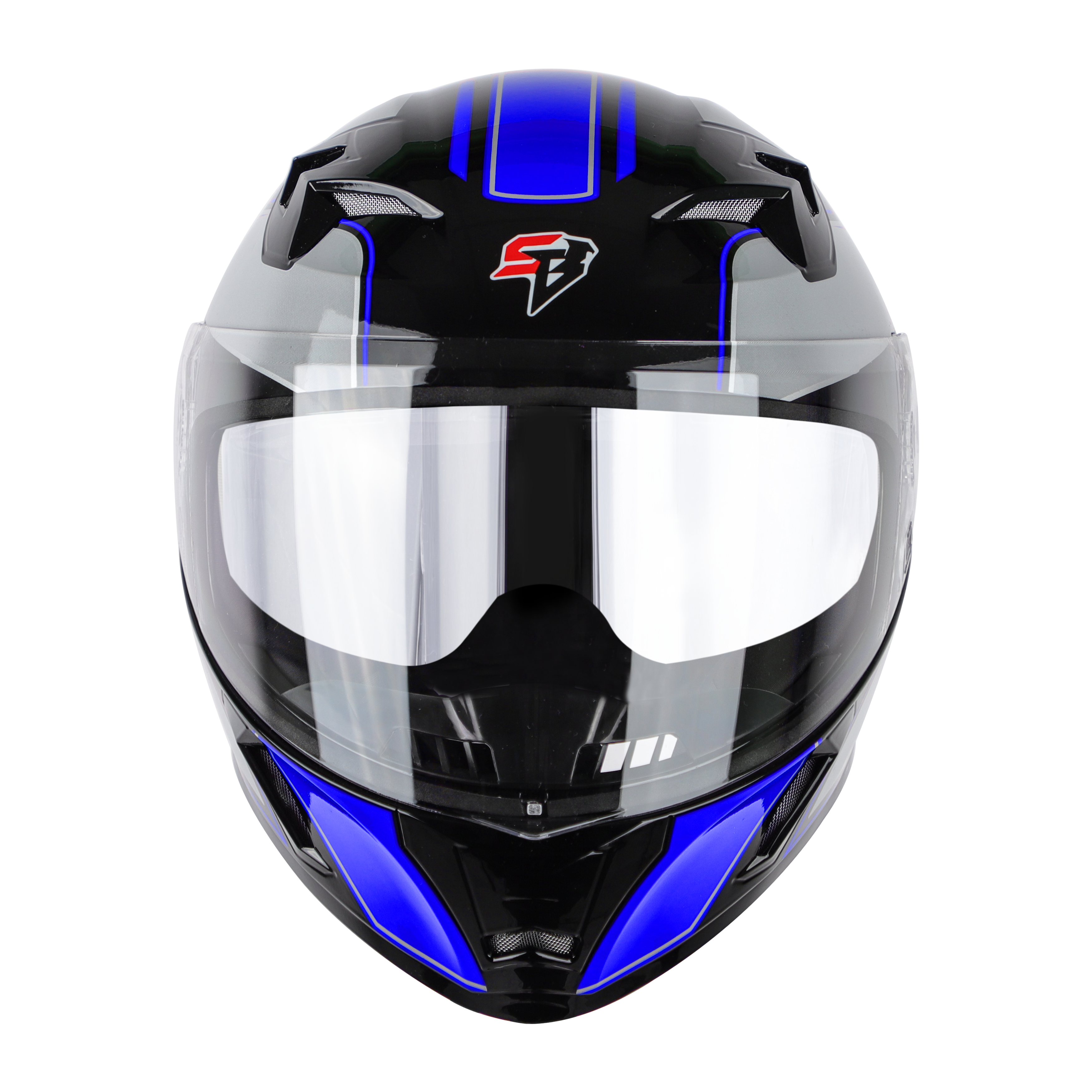 SBA-21 AIR CARBON GLOSSY BLACK WITH BLUE (WITH CHROME SILVER INNER SUNSHIELD)
