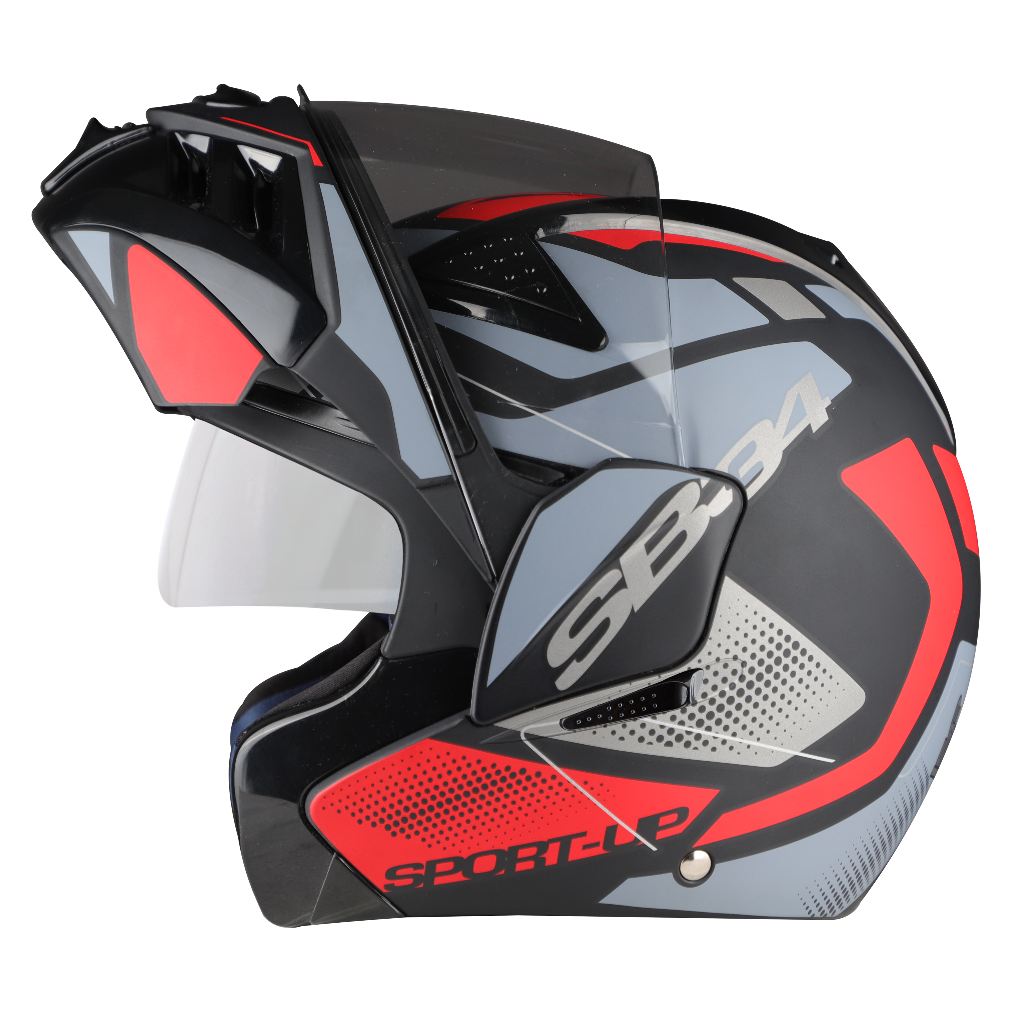 SB-34 VAST SPORT-UP MAT BLACK WITH RED (WITH CHROME SILVER INNER SUNSHIELD)