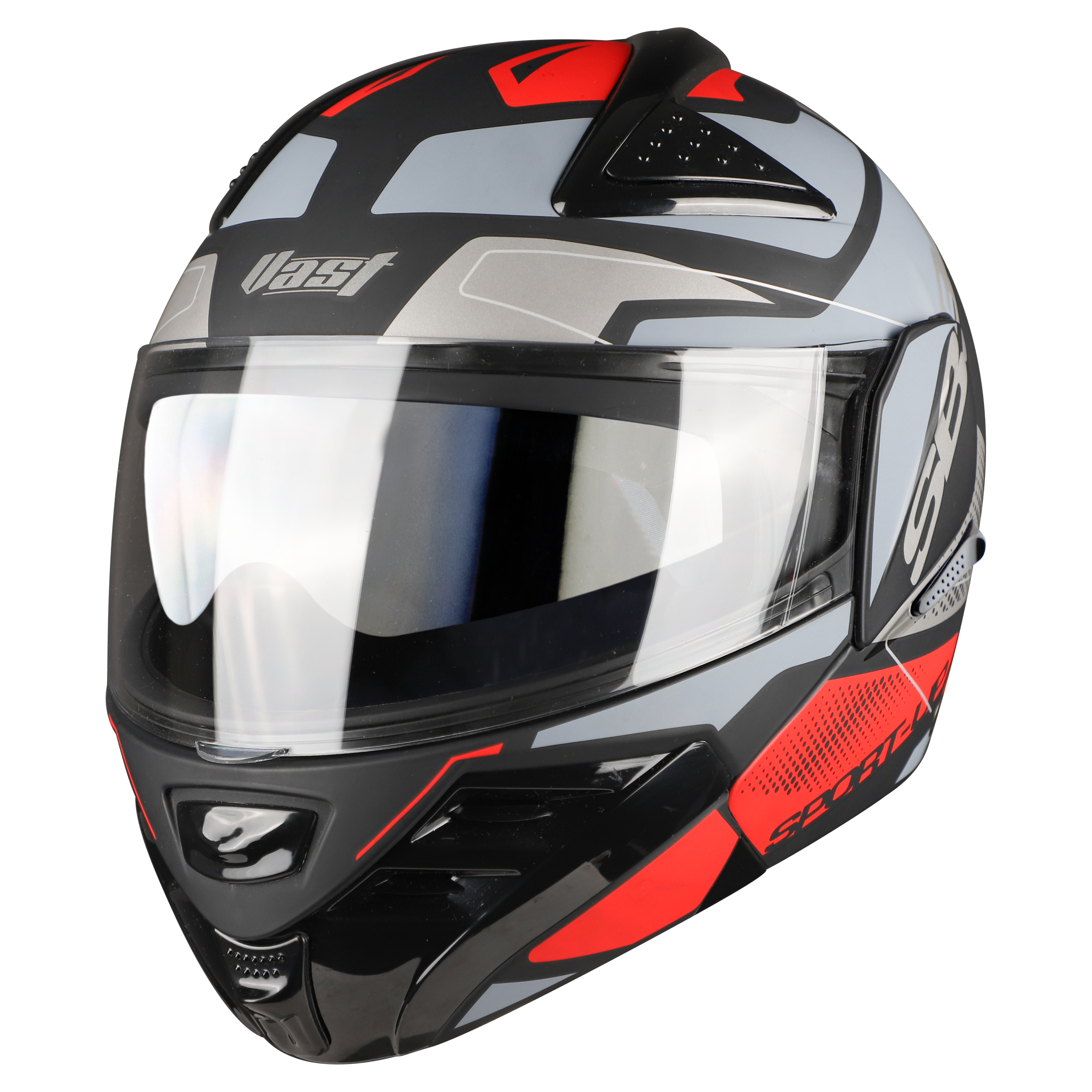 SB-34 VAST SPORT-UP GLOSSY BLACK WITH RED (WITH CHROME SILVER INNER SUNSHIELD)