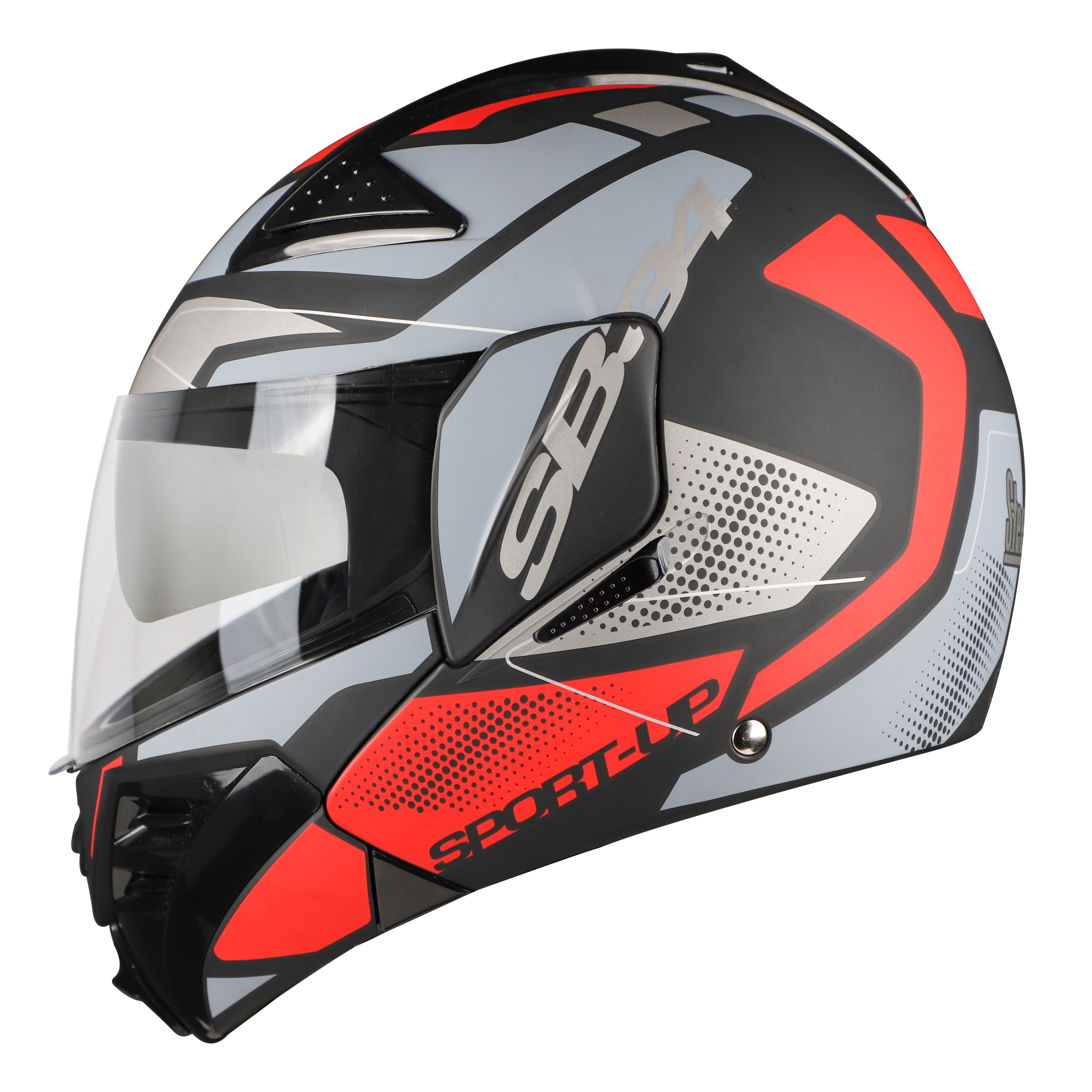 SB-34 VAST SPORT-UP GLOSSY BLACK WITH RED (WITH CHROME SILVER INNER SUNSHIELD)