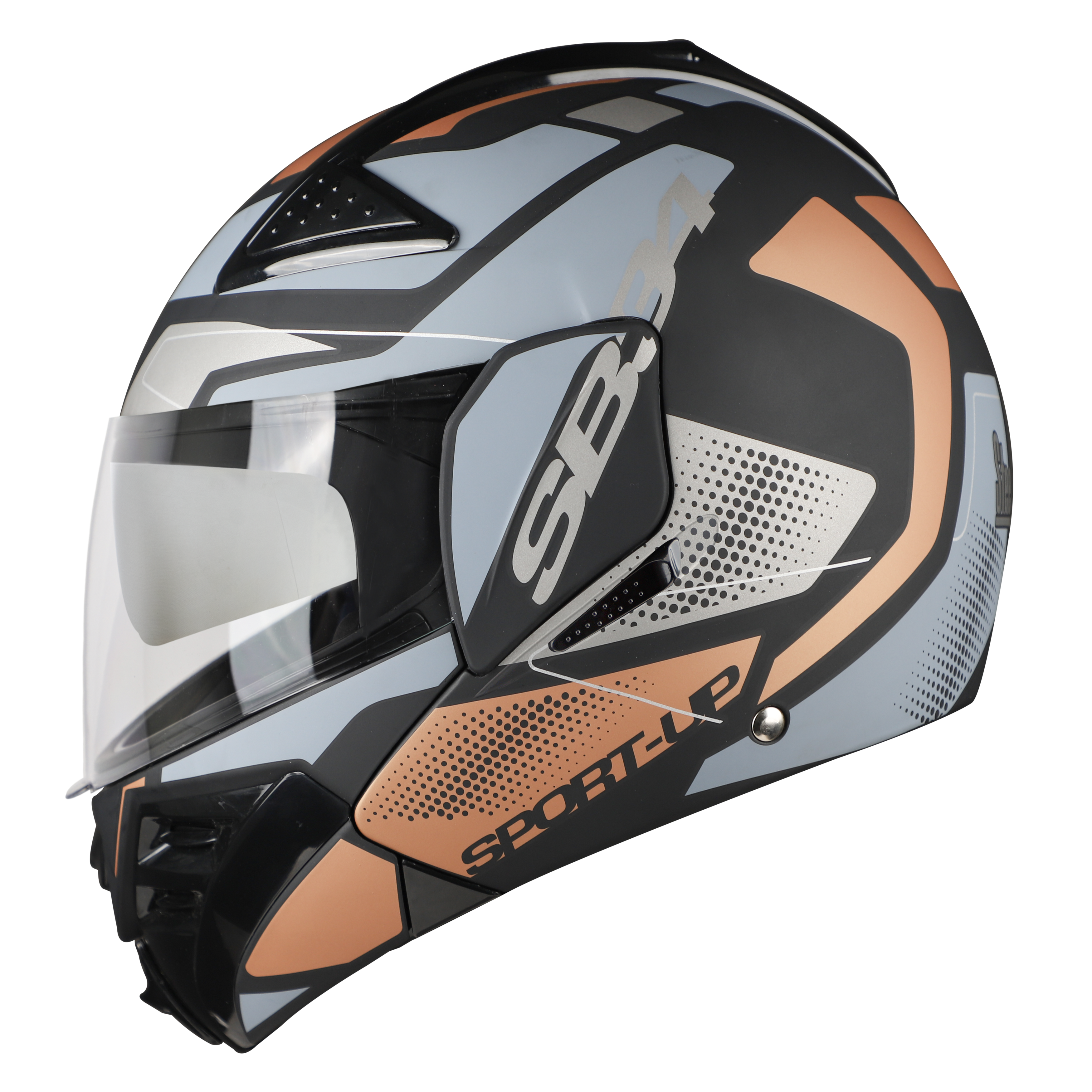 SB-34 VAST SPORT-UP GLOSSY BLACK WITH GOLD (WITH CHROME SILVER INNER SUNSHIELD)