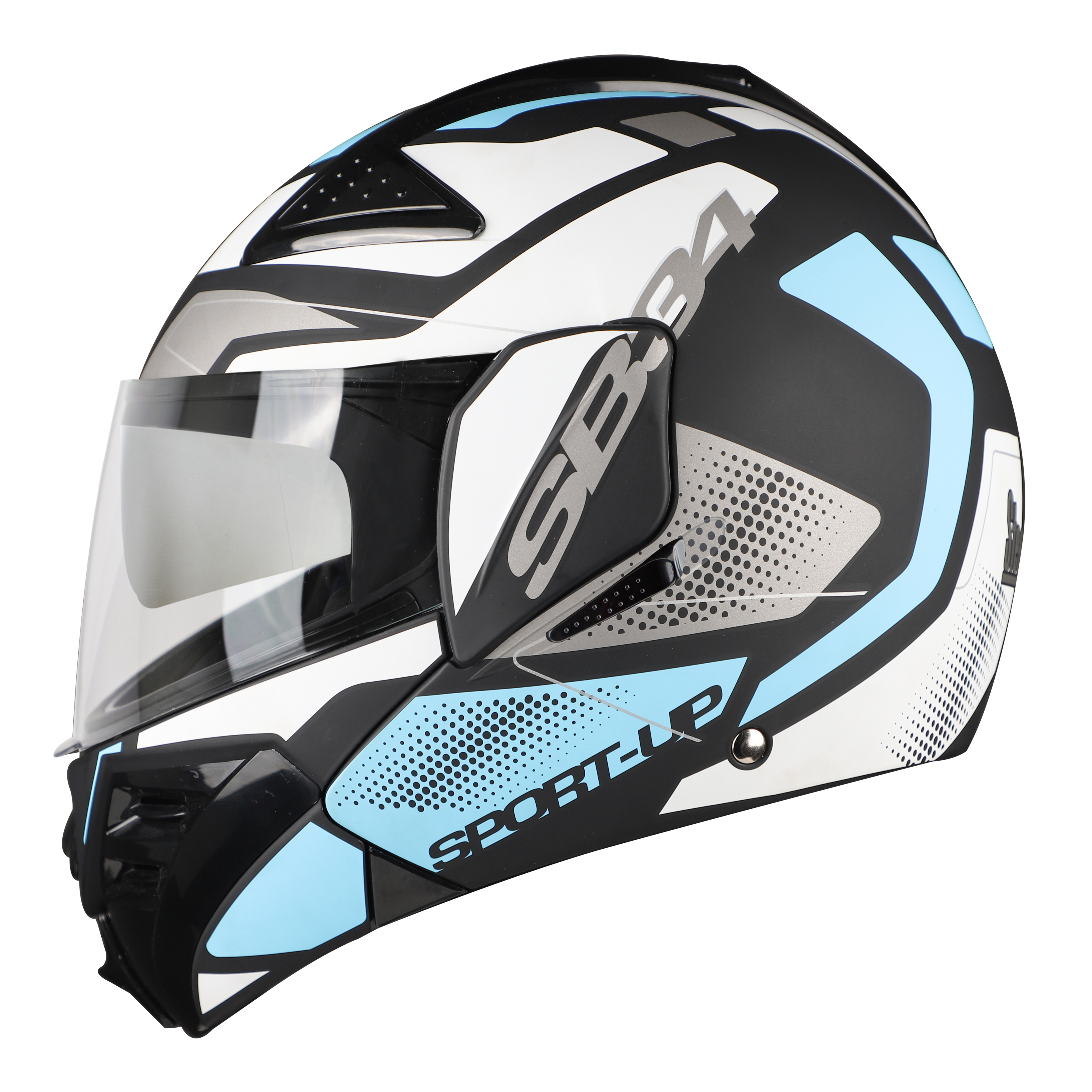 SB-34 VAST SPORT-UP GLOSSY BLACK WITH BLUE (WITH CHROME SILVER INNER SUNSHIELD)