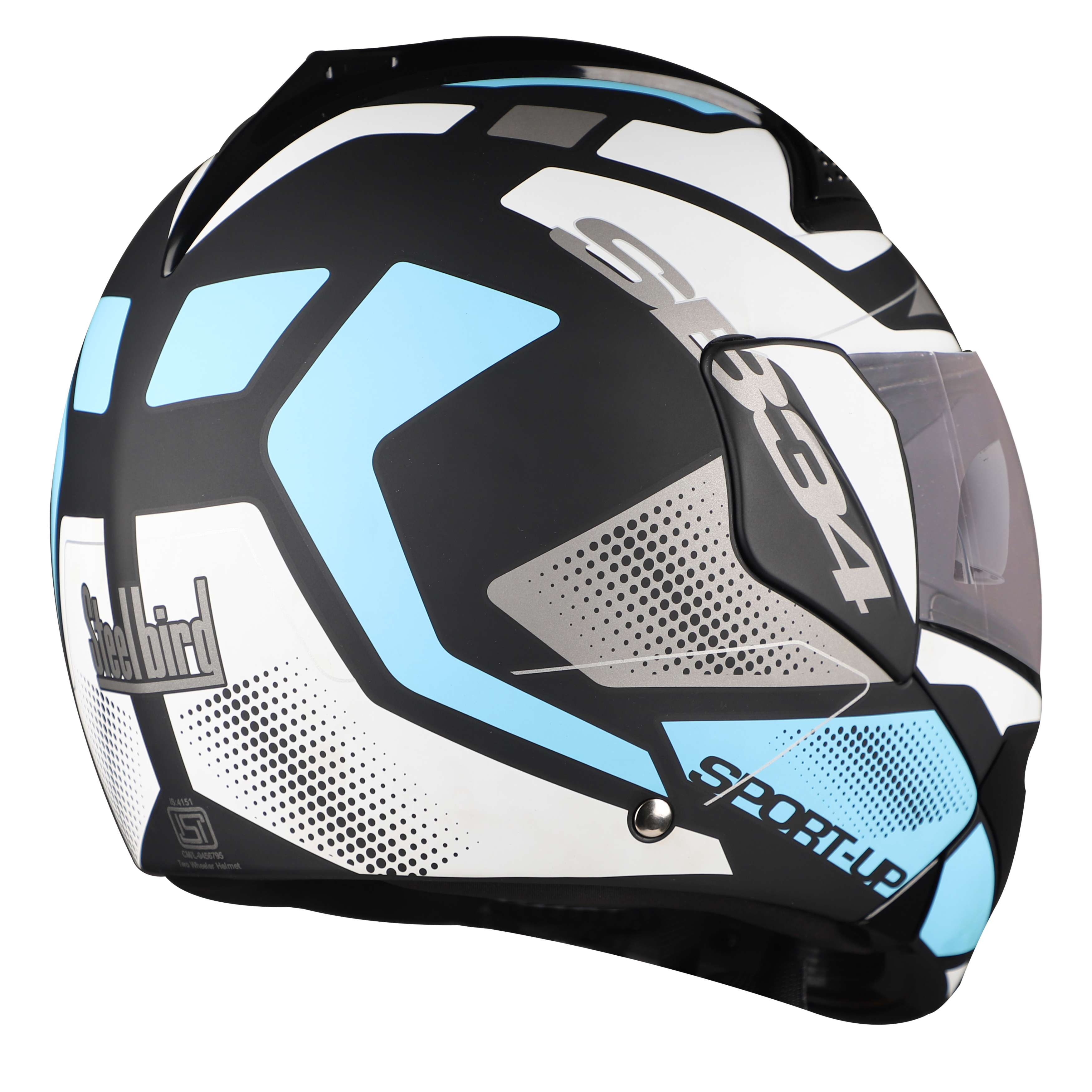 SB-34 VAST SPORT-UP MAT BLACK WITH BLUE (WITH CHROME SILVER INNER SUNSHIELD)