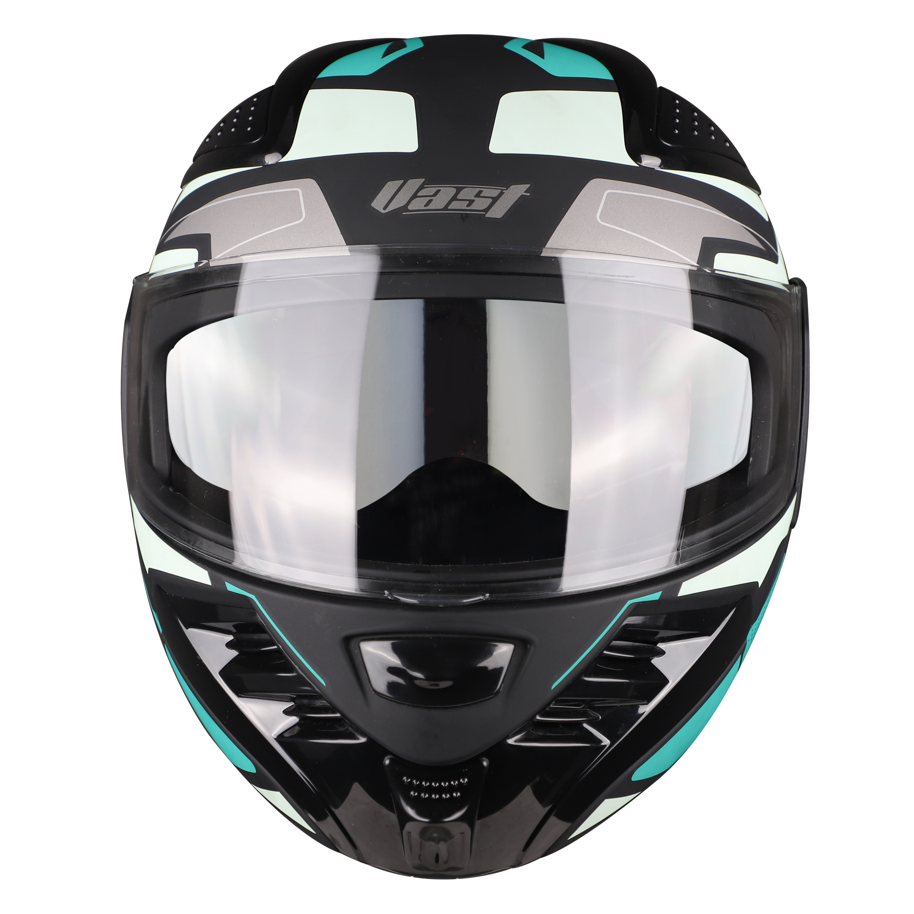 SB-34 VAST SPORT-UP GLOSSY BLACK WITH GREEN (WITH CHROME SILVER INNER SUNSHIELD)