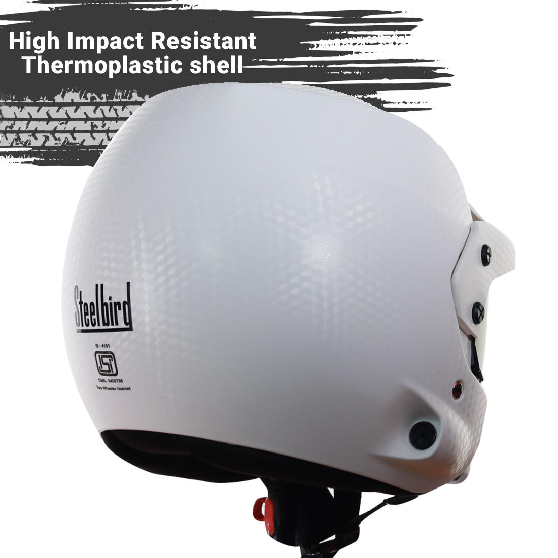 Steelbird 7Wings Rally Classic Open Face Helmet, ISI Certified Off Road Helmet (Classic White With Clear Visor )