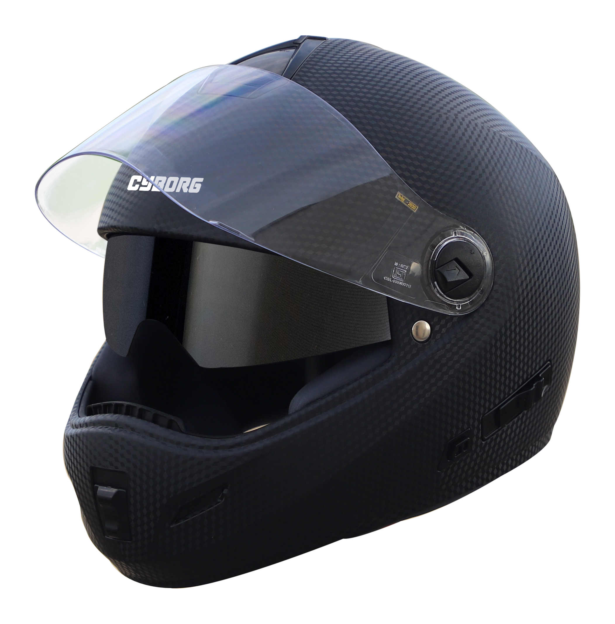 Steelbird Cyborg Double Visor Full Face Helmet, Inner Smoke Sun Shield And Outer Clear Visor ( Dashing Black )