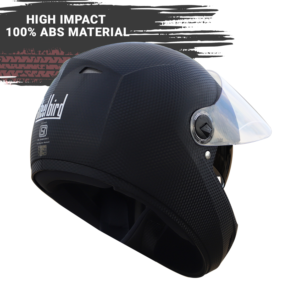 Steelbird Cyborg Double Visor Full Face Helmet, Inner Smoke Sun Shield And Outer Clear Visor ( Dashing Black )